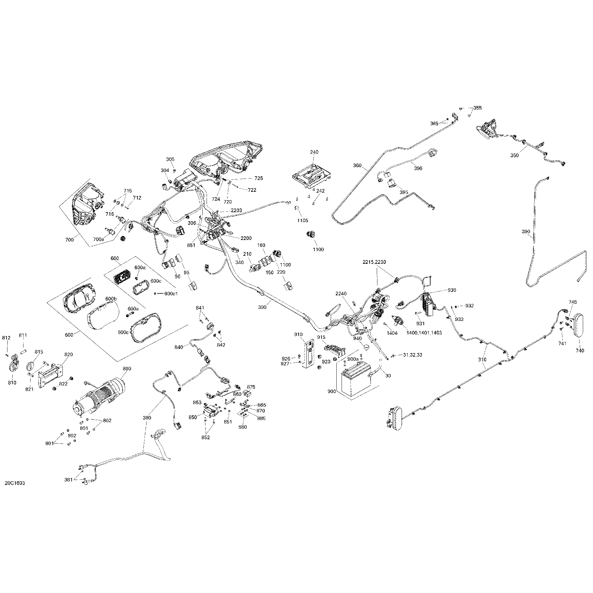 An Image of a Genuine Can-Am Parts Schematic Diagram showing the schematic - ELECTRICAL SYSTEM