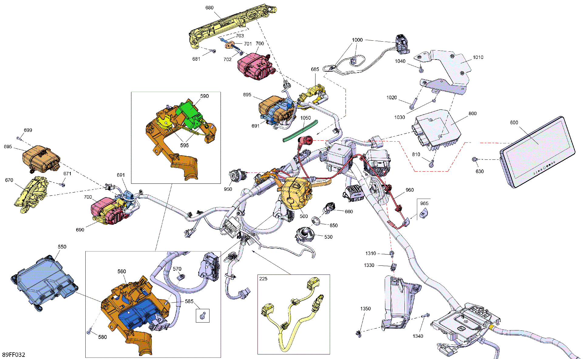 An Image of a Genuine Can-Am Parts Schematic Diagram showing the schematic - ELECTRIC - FRONT SECTION