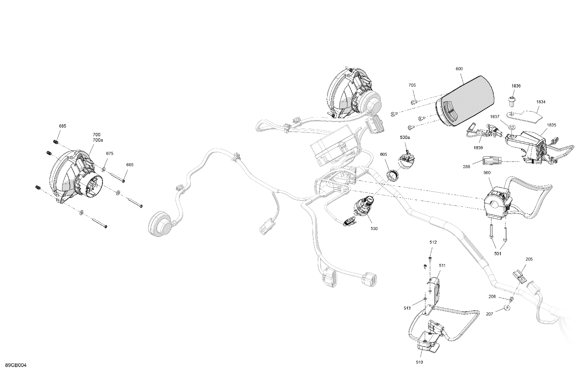 An Image of a Genuine Can-Am Parts Schematic Diagram showing the schematic - ELECTRIC - FRONT SECTION