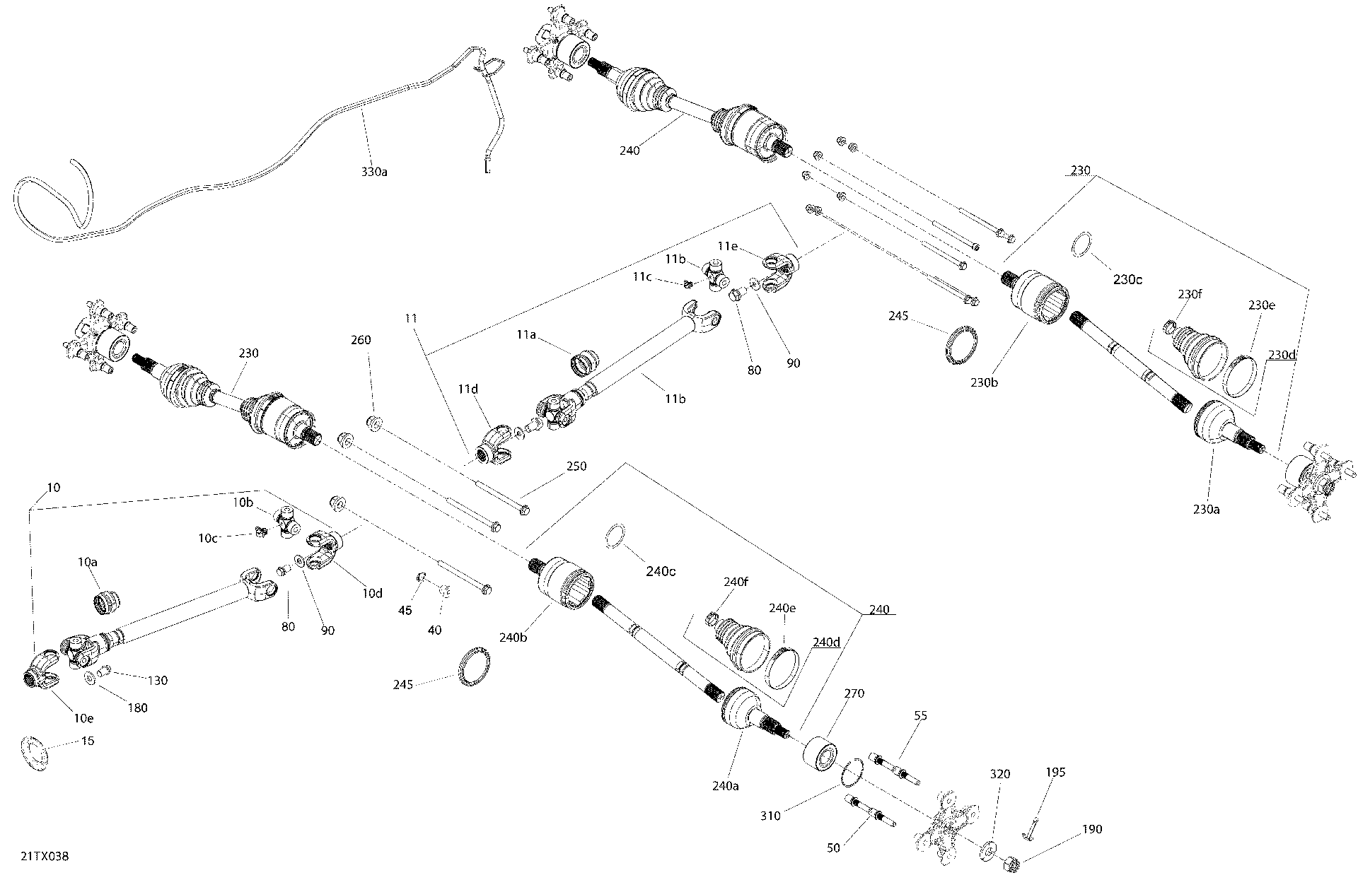 An Image of a Genuine Can-Am Parts Schematic Diagram showing the schematic - DRIVE - REAR SECTION - XT