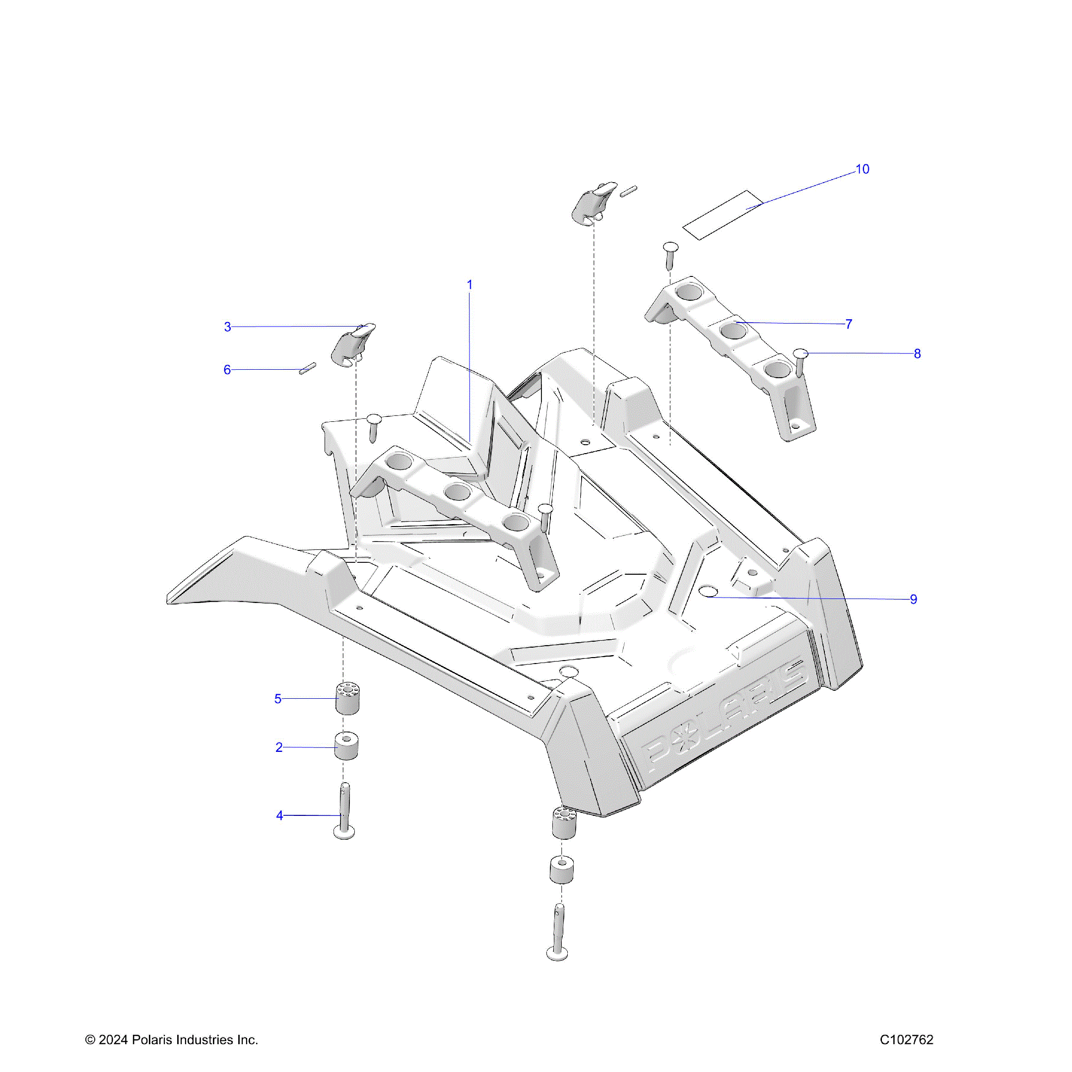 An Image of a Genuine Polaris Parts Schematic Diagram showing the schematic - BODY: FRONT RACK - 2025 POLARIS SCRAMBLER XP 1000 55 LLP 49S