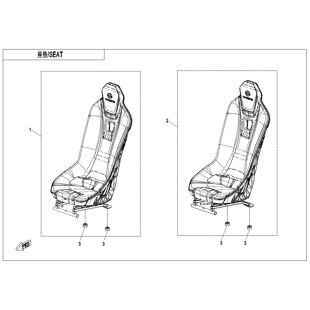 An Image of a Genuine CFMOTO Parts Schematic Diagram showing the schematic - LEFT SEAT (BLACK) - 2021 CFMOTO ZFORCE 950 Sport
