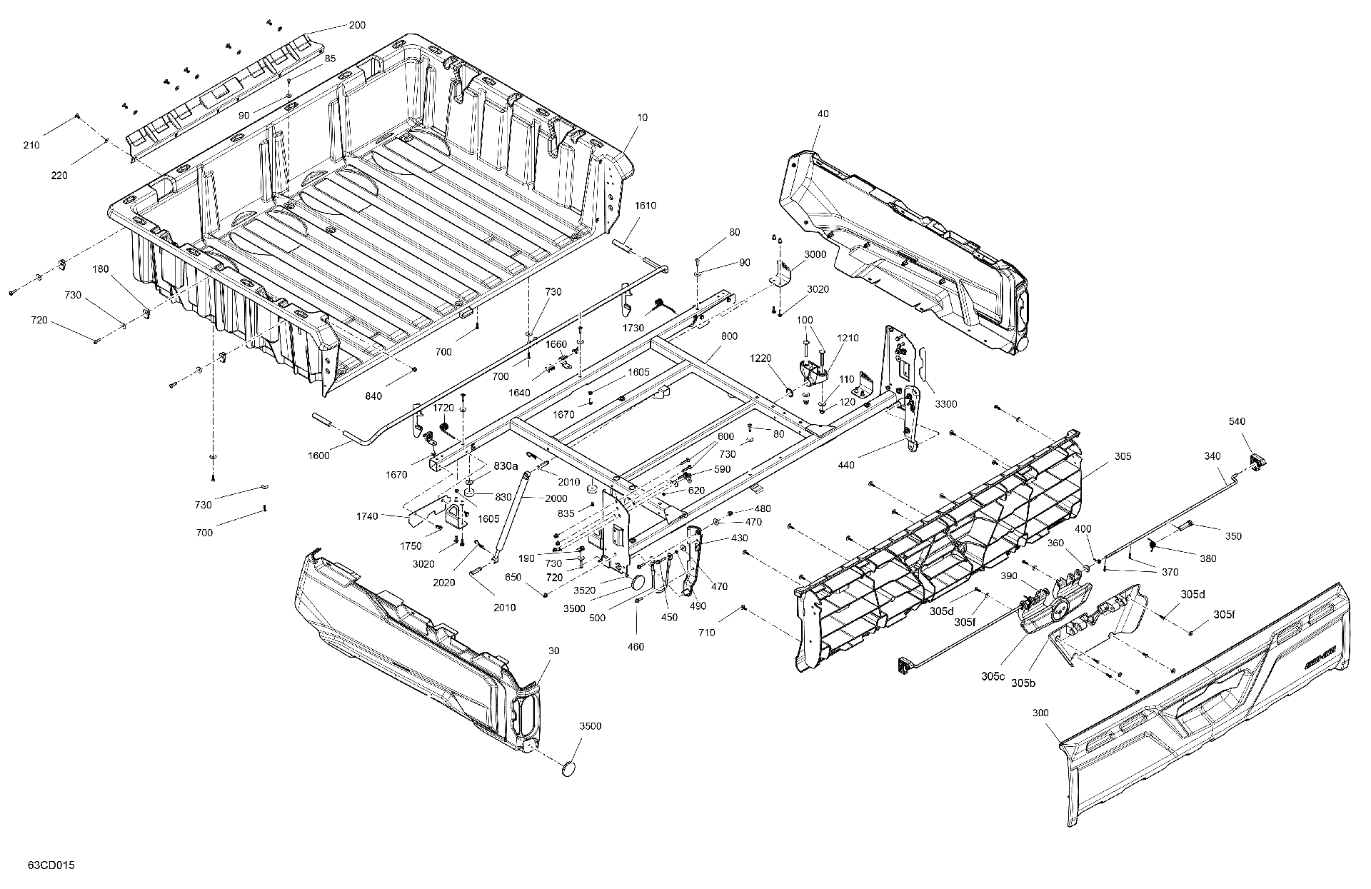An Image of a Genuine Can-Am Parts Schematic Diagram showing the schematic - BODY - CARGO