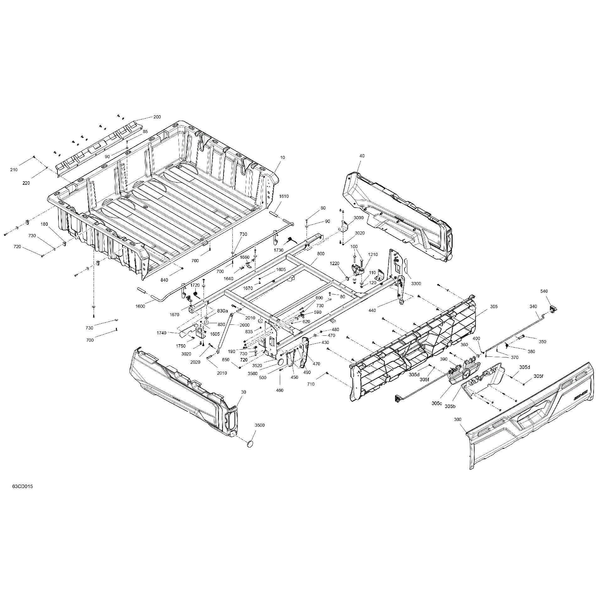 An Image of a Genuine Can-Am Parts Schematic Diagram showing the schematic - BODY - CARGO