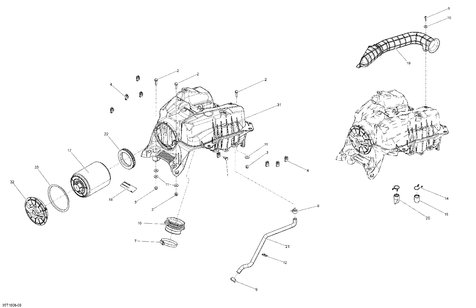 An Image of a Genuine Can-Am Parts Schematic Diagram showing the schematic - AIR INTAKE