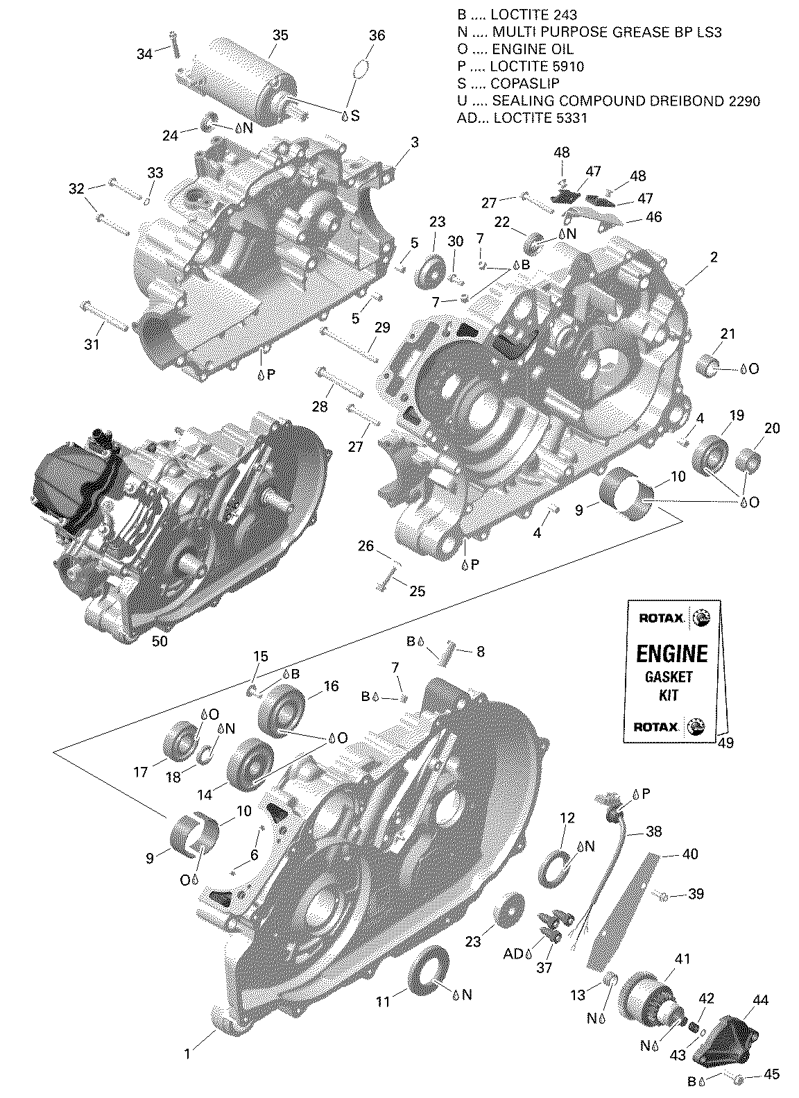 An Image of a Genuine Can-Am Parts Schematic Diagram showing the schematic - CRANKCASE