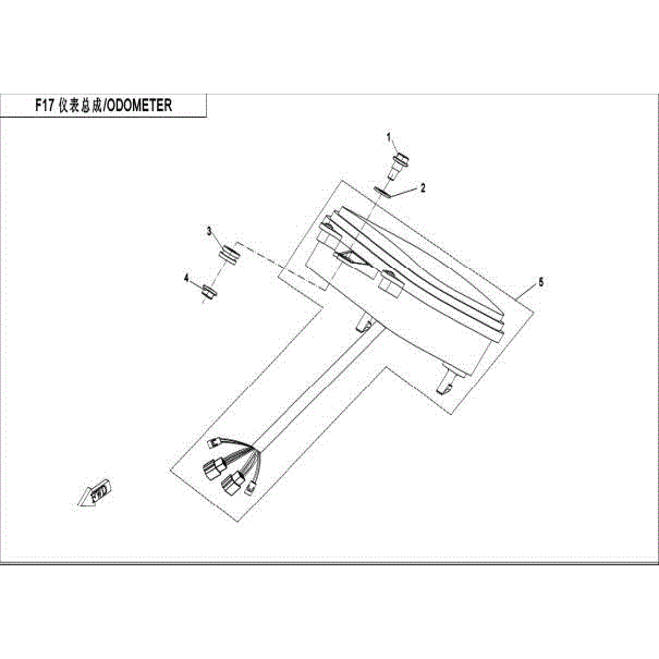An Image of a genuine CFMOTO Parts Schematic Diagram showing the group - ODOMETER - 2016 CFMOTO CFORCE 500 HO