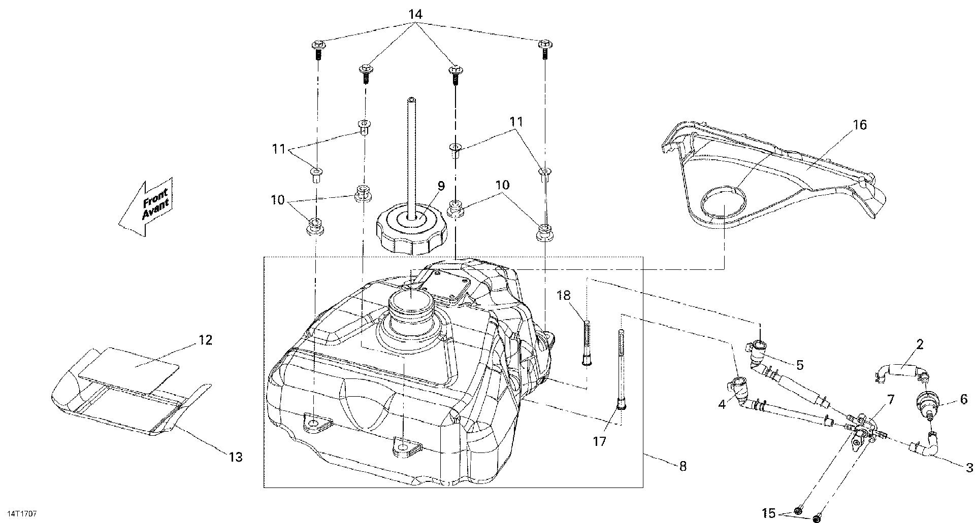 An Image of a Genuine Can-Am Parts Schematic Diagram showing the schematic - FUEL SYSTEM