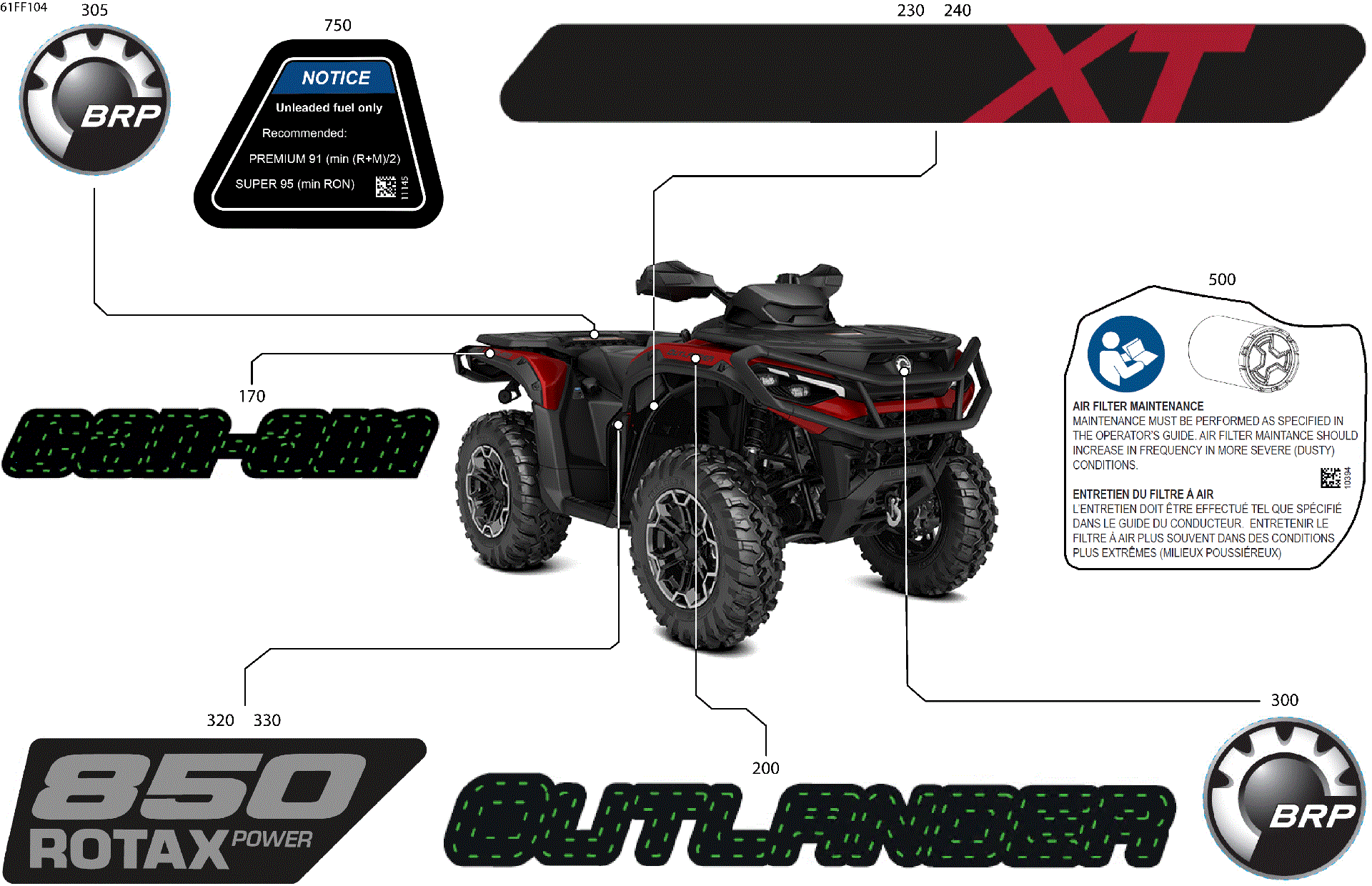An Image of a Genuine Can-Am Parts Schematic Diagram showing the schematic - BODY - FEATURE DECALS