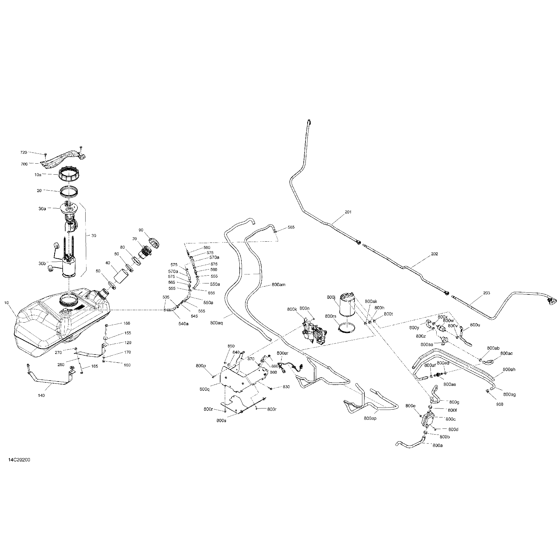 An Image of a Genuine Can-Am Parts Schematic Diagram showing the schematic - FUEL - EVAP