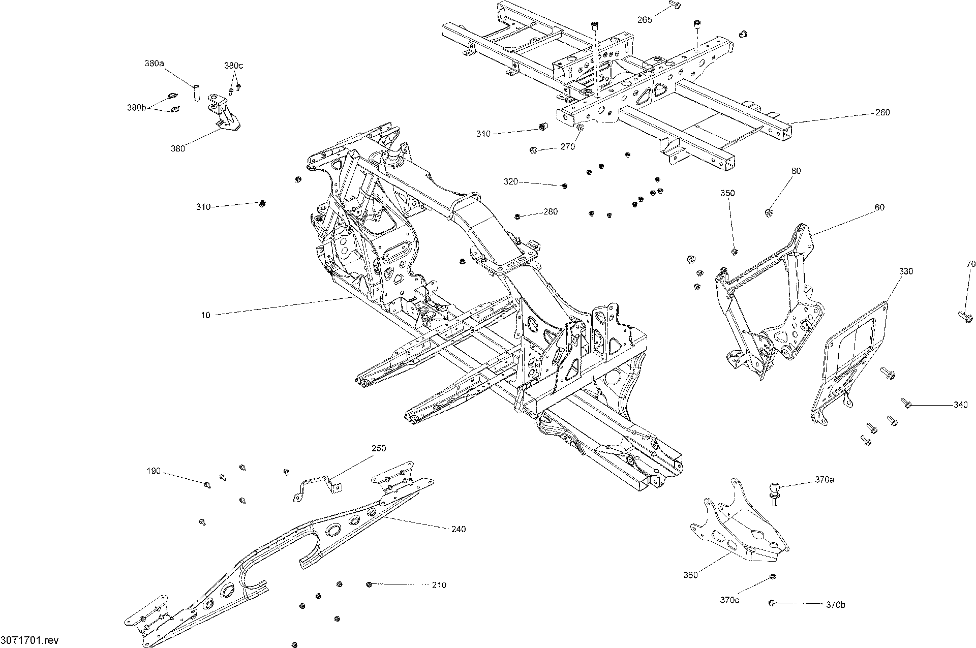 An Image of a Genuine Can-Am Parts Schematic Diagram showing the schematic - FRAME - ALL MODELS