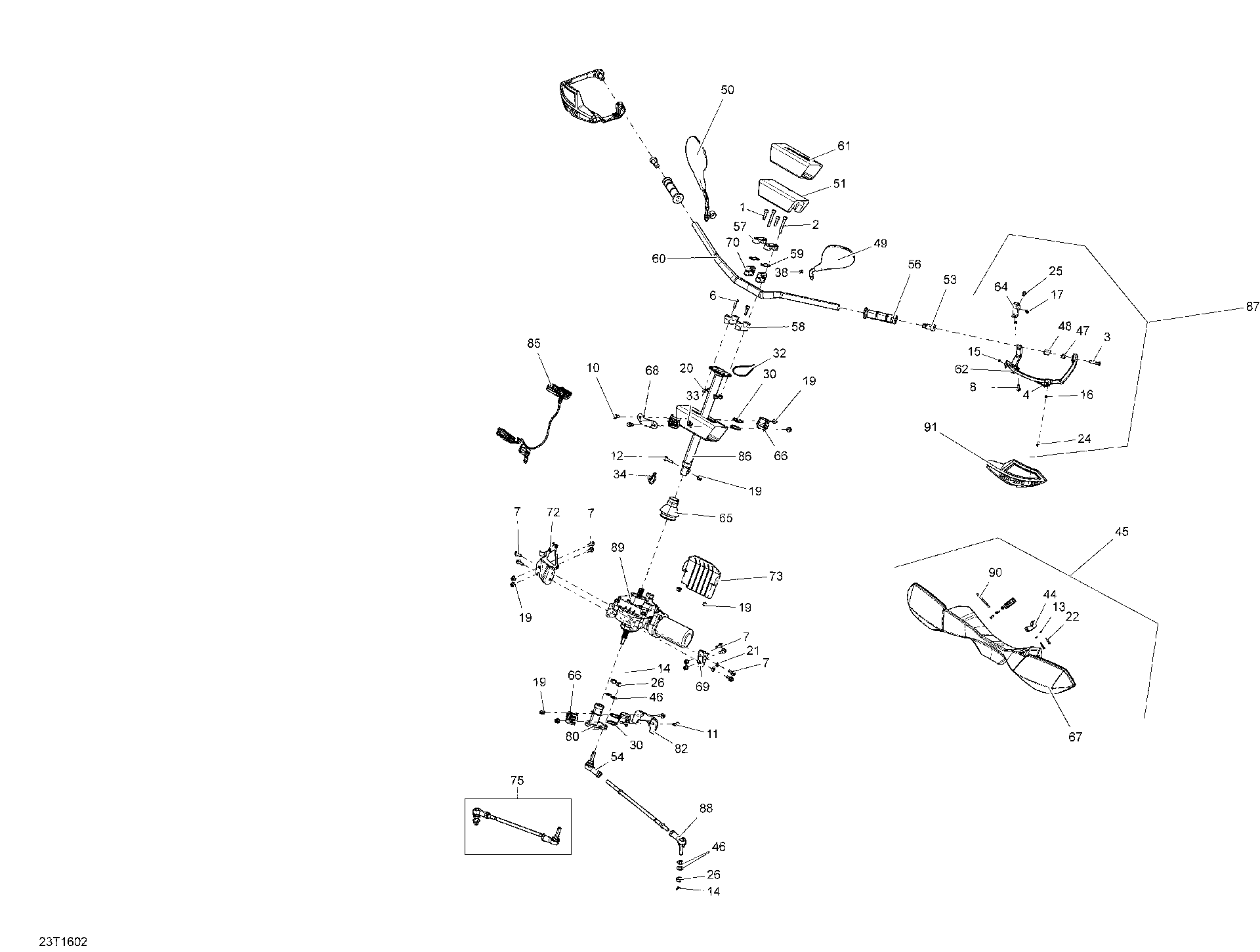 An Image of a Genuine Can-Am Parts Schematic Diagram showing the schematic - STEERING - ALL MODELS