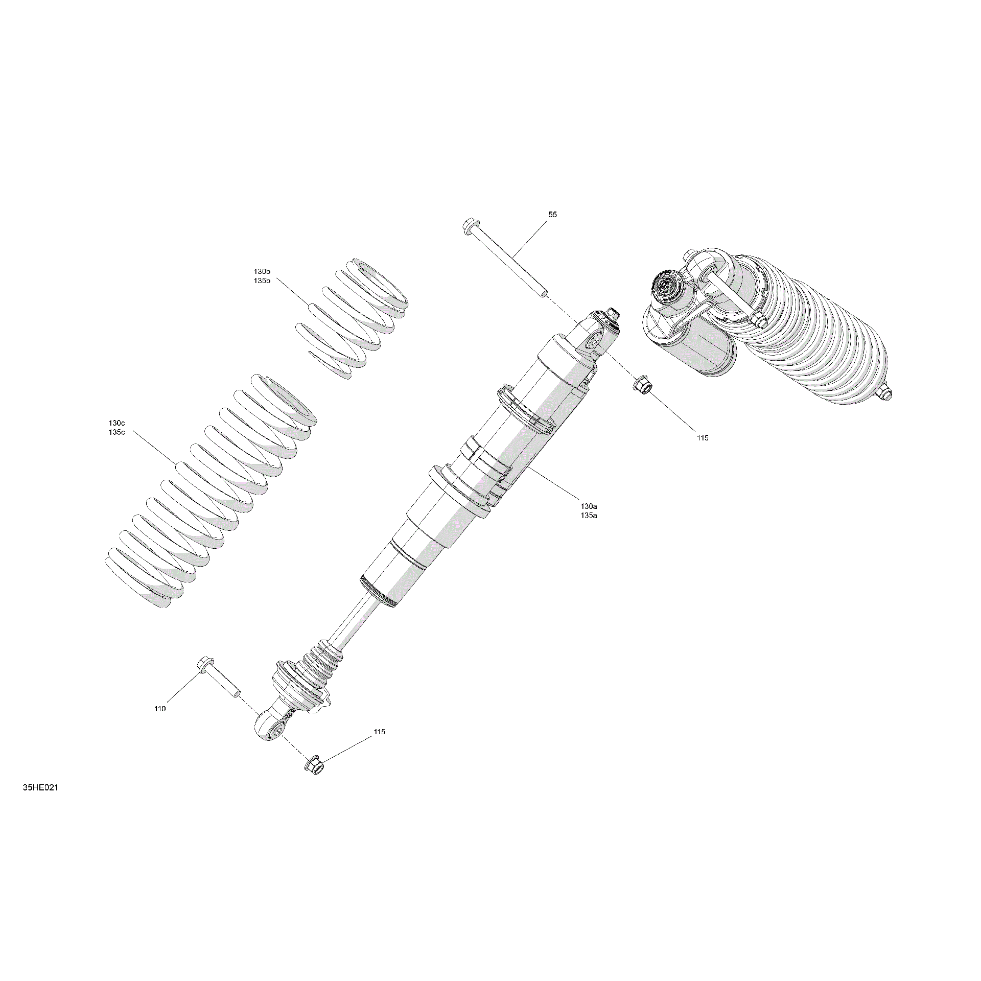 An Image of a Genuine Can-Am Parts Schematic Diagram showing the schematic - SUSPENSION - FRONT SHOCKS