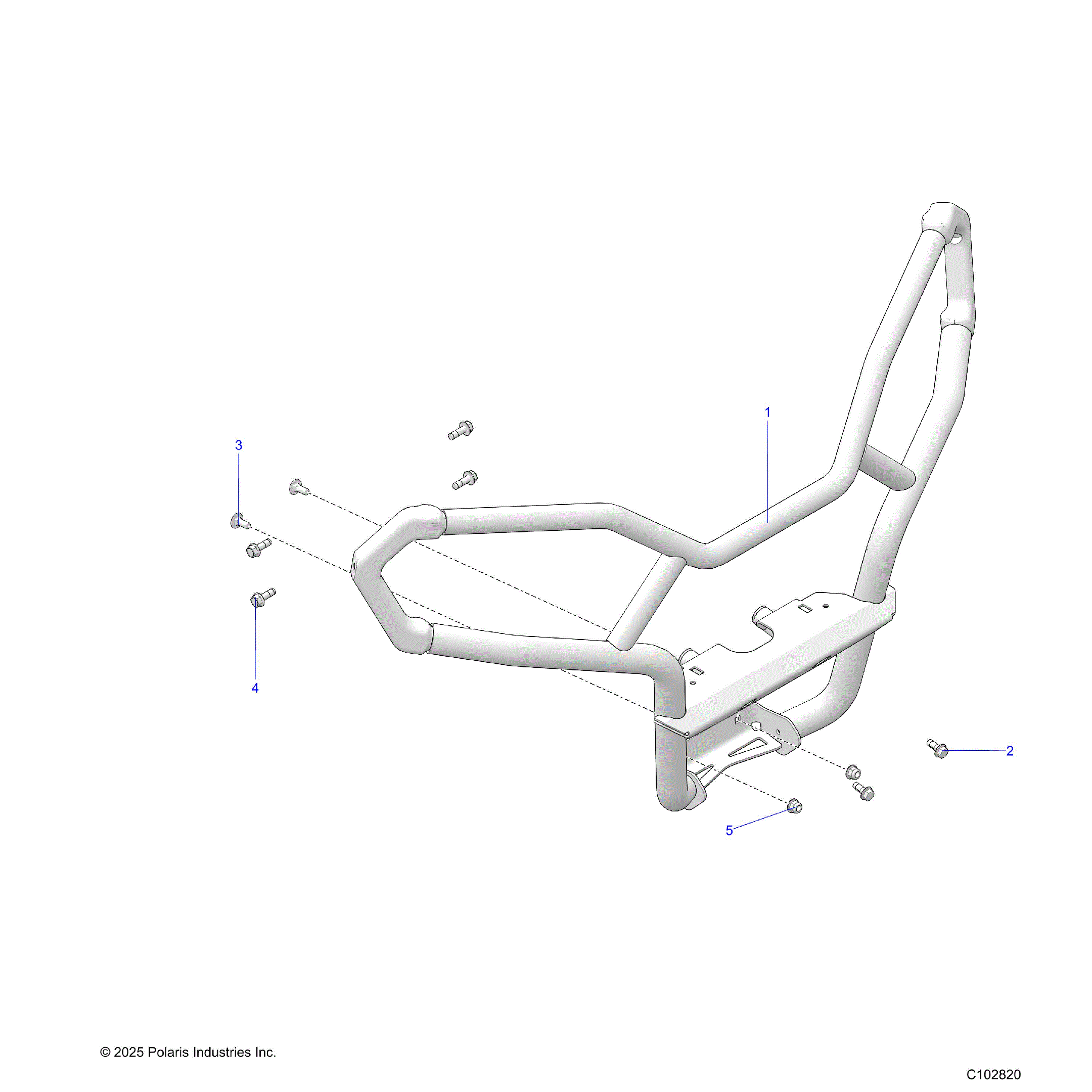 An Image of a Genuine Polaris Parts Schematic Diagram showing the schematic - BODY: FRONT BUMPER TRAIL - 2026 POLARIS SPORTSMAN 570 EPS