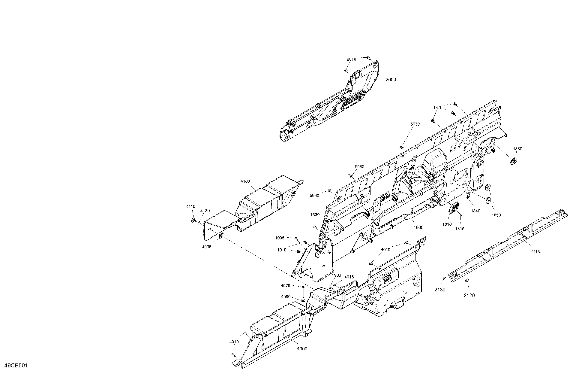An Image of a Genuine Can-Am Parts Schematic Diagram showing the schematic - CAB INTERIOR - BACK WALL