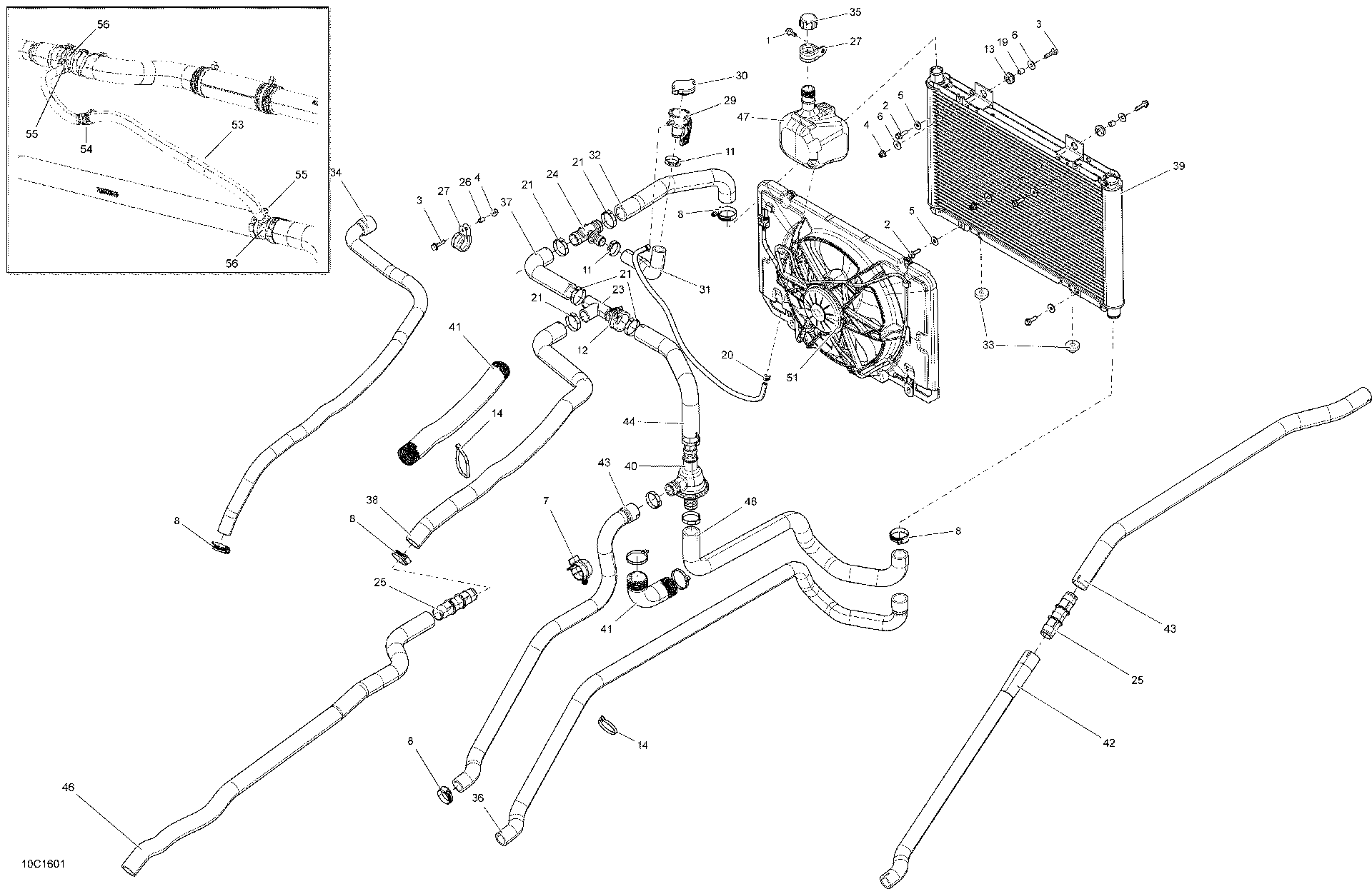 An Image of a Genuine Can-Am Parts Schematic Diagram showing the schematic - COOLING SYSTEM