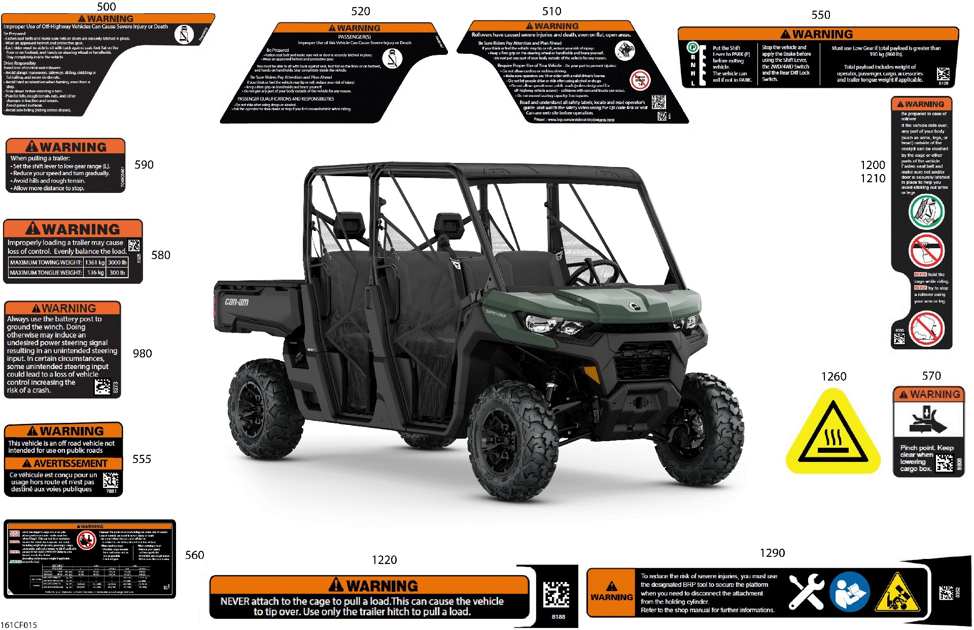 An Image of a Genuine Can-Am Parts Schematic Diagram showing the schematic - BODY - WARNING DECALS