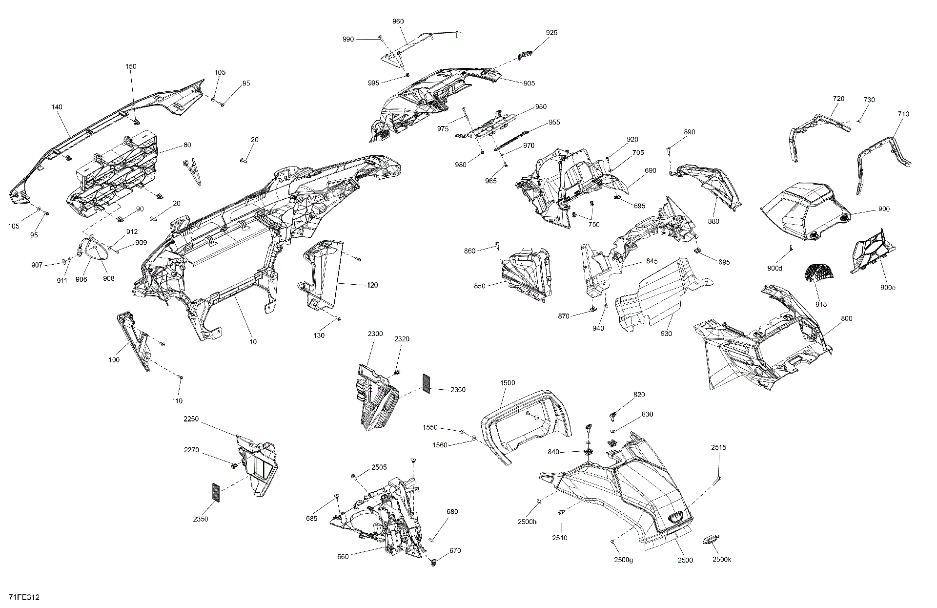 An Image of a Genuine Can-Am Parts Schematic Diagram showing the schematic - BODY - FRONT SECTION