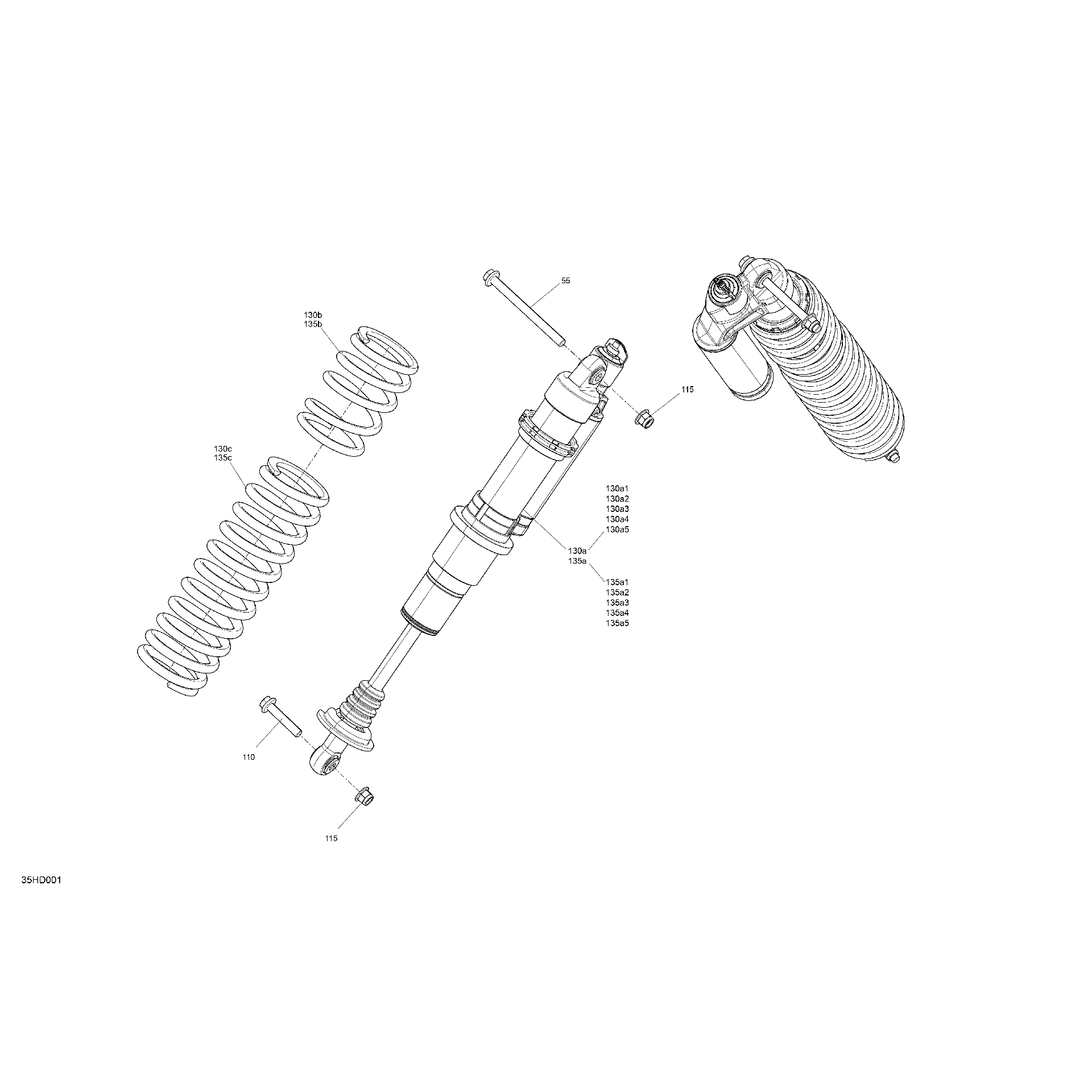 An Image of a Genuine Can-Am Parts Schematic Diagram showing the schematic - SUSPENSION - FRONT SHOCKS