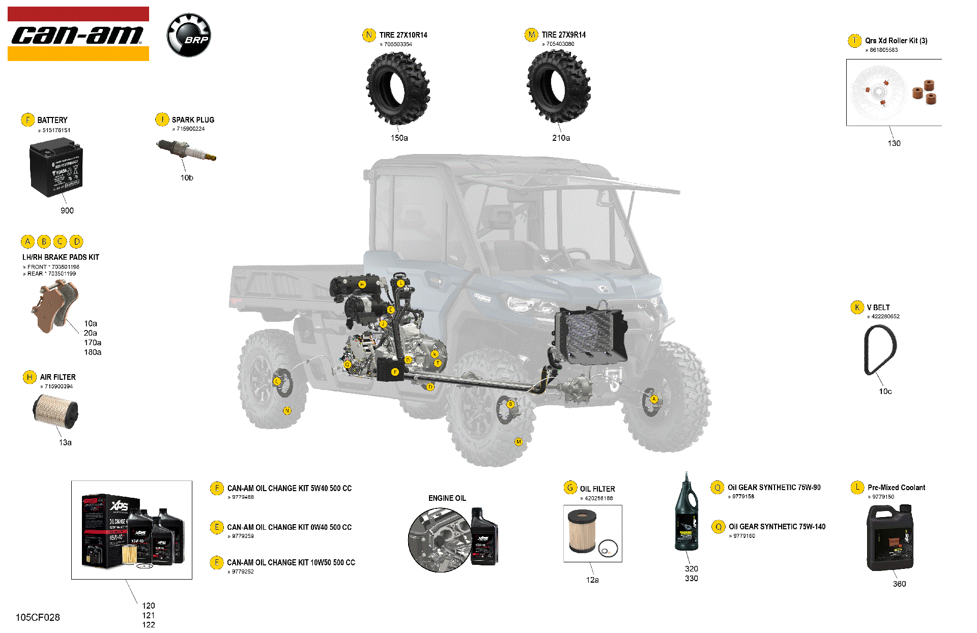 An Image of a Genuine Can-Am Parts Schematic Diagram showing the schematic - SERVICE - MAINTENANCE PARTS & FLUIDS