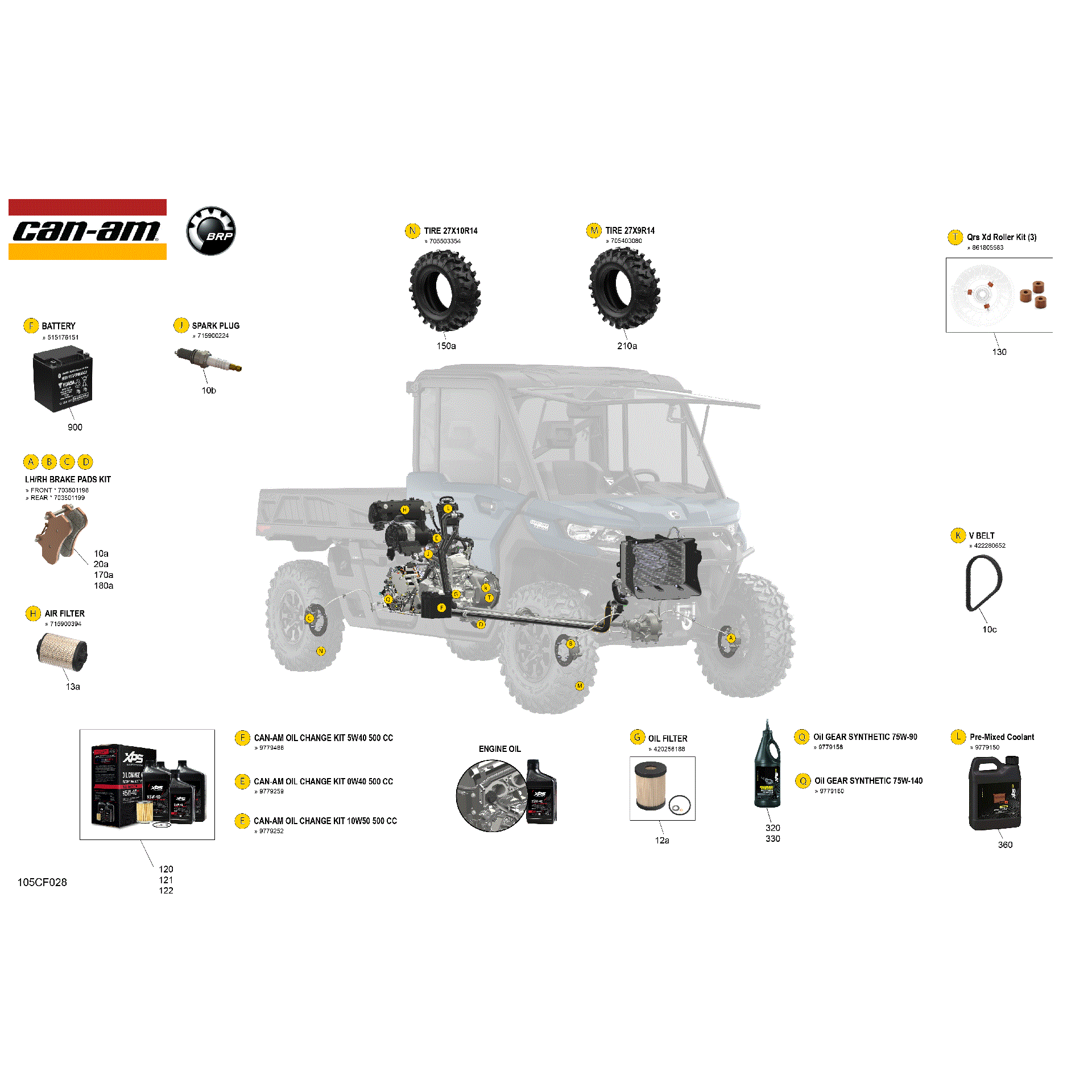 An Image of a Genuine Can-Am Parts Schematic Diagram showing the schematic - SERVICE - MAINTENANCE PARTS & FLUIDS