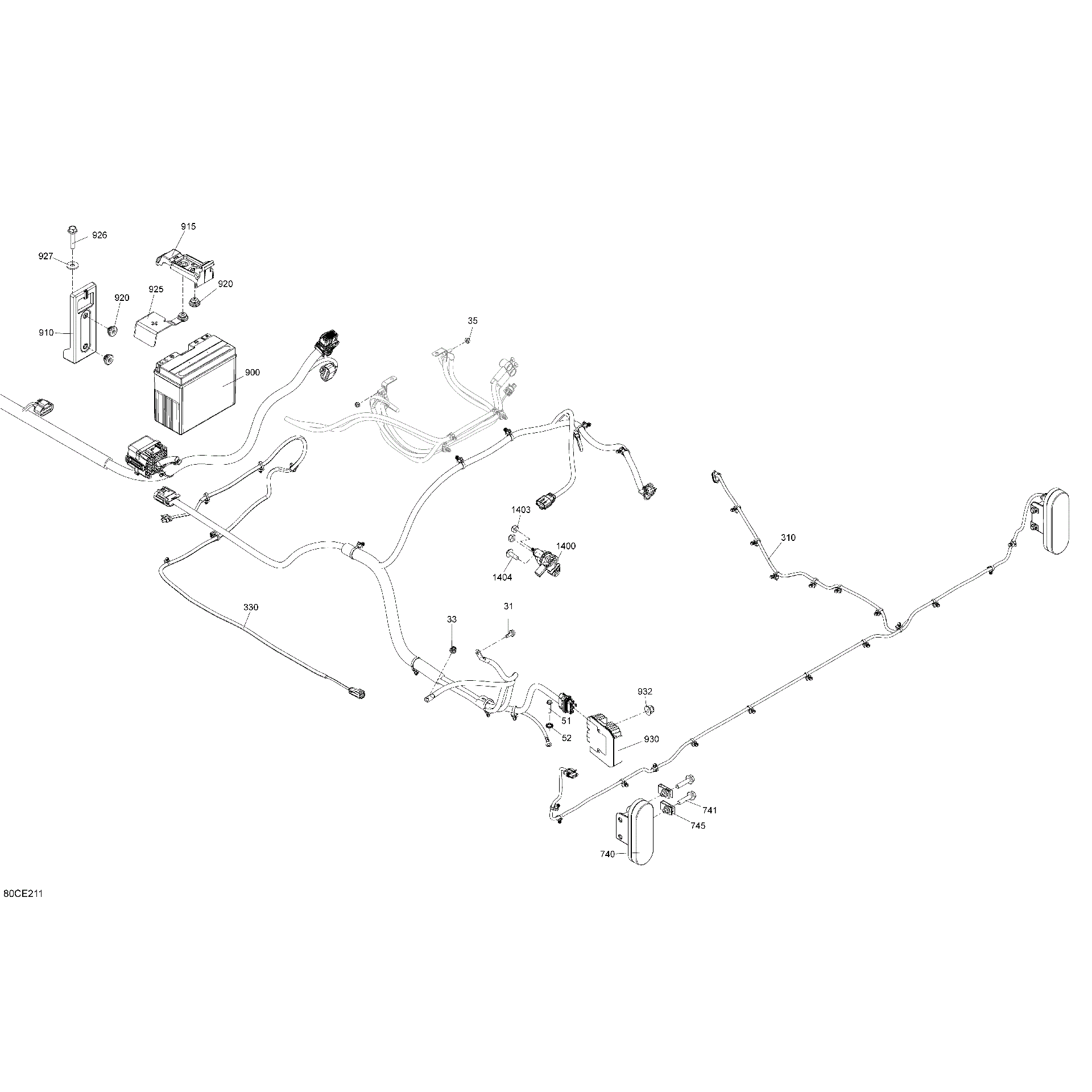 An Image of a Genuine Can-Am Parts Schematic Diagram showing the schematic - ELECTRIC - REAR SECTION
