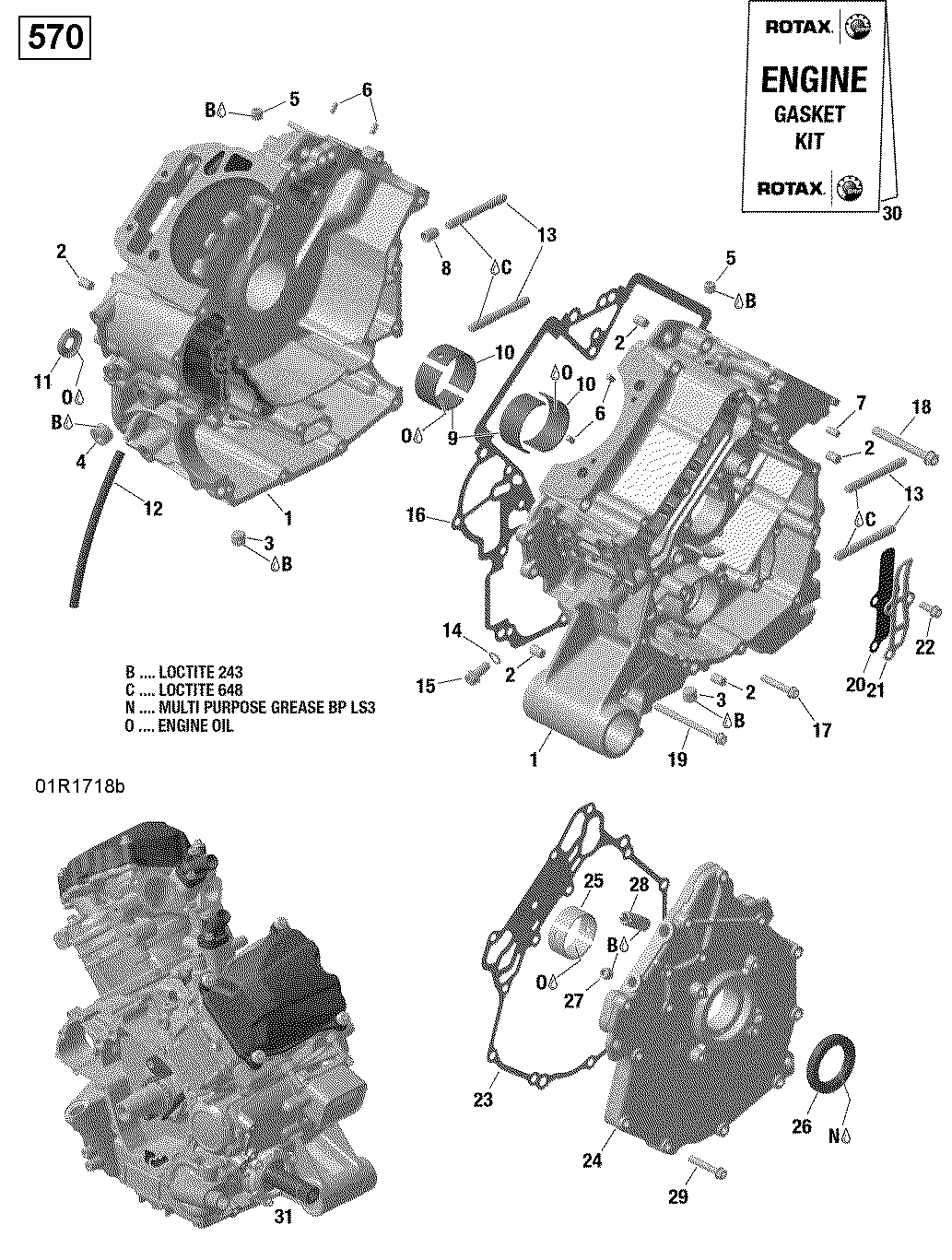 An Image of a Genuine Can-Am Parts Schematic Diagram showing the schematic - CRANKCASE - 570 EFI (PACKAGE PRO)