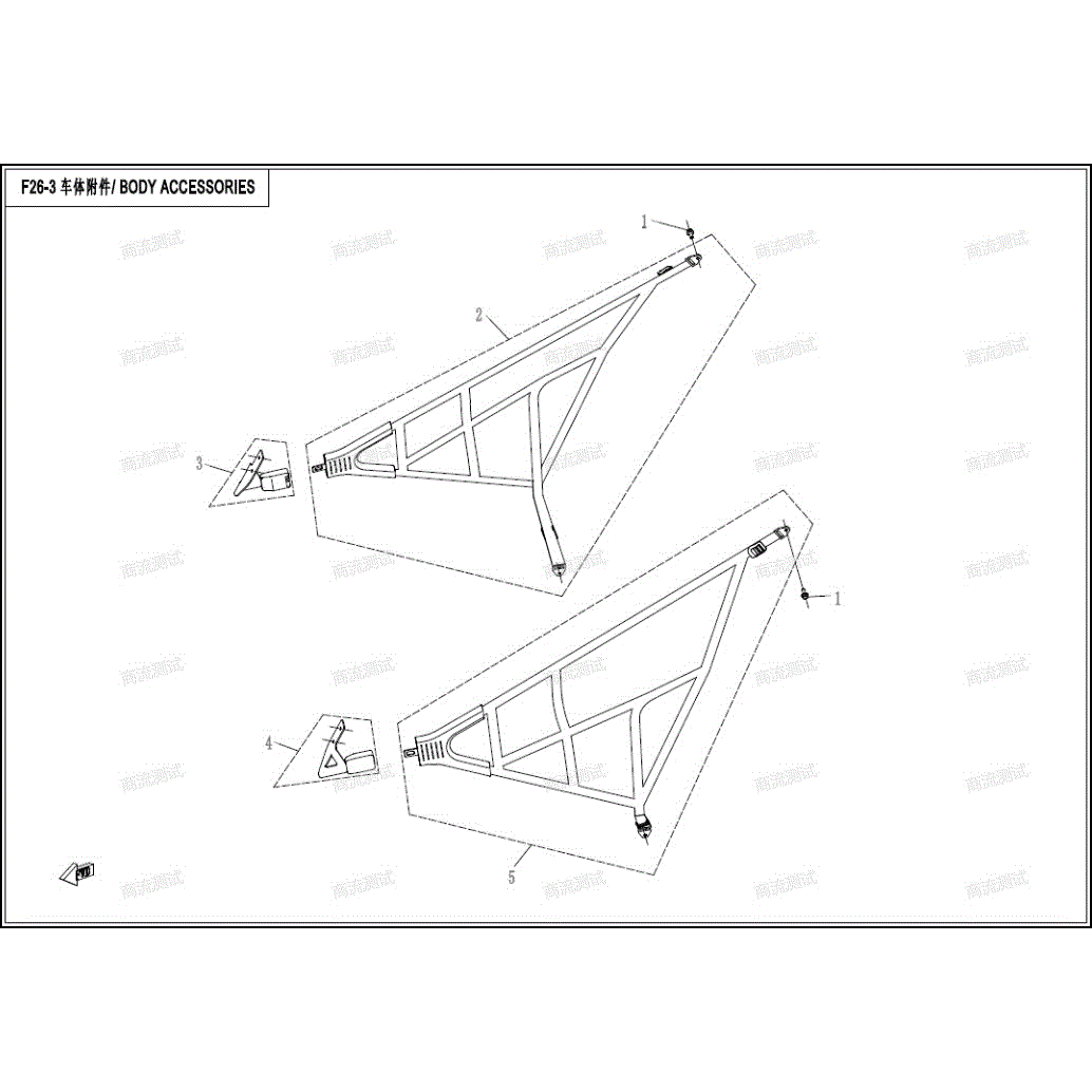 An Image of a Genuine CFMOTO Parts Schematic Diagram showing the schematic - BODY ACCESSORIES 3 - 2021 CFMOTO UFORCE 800