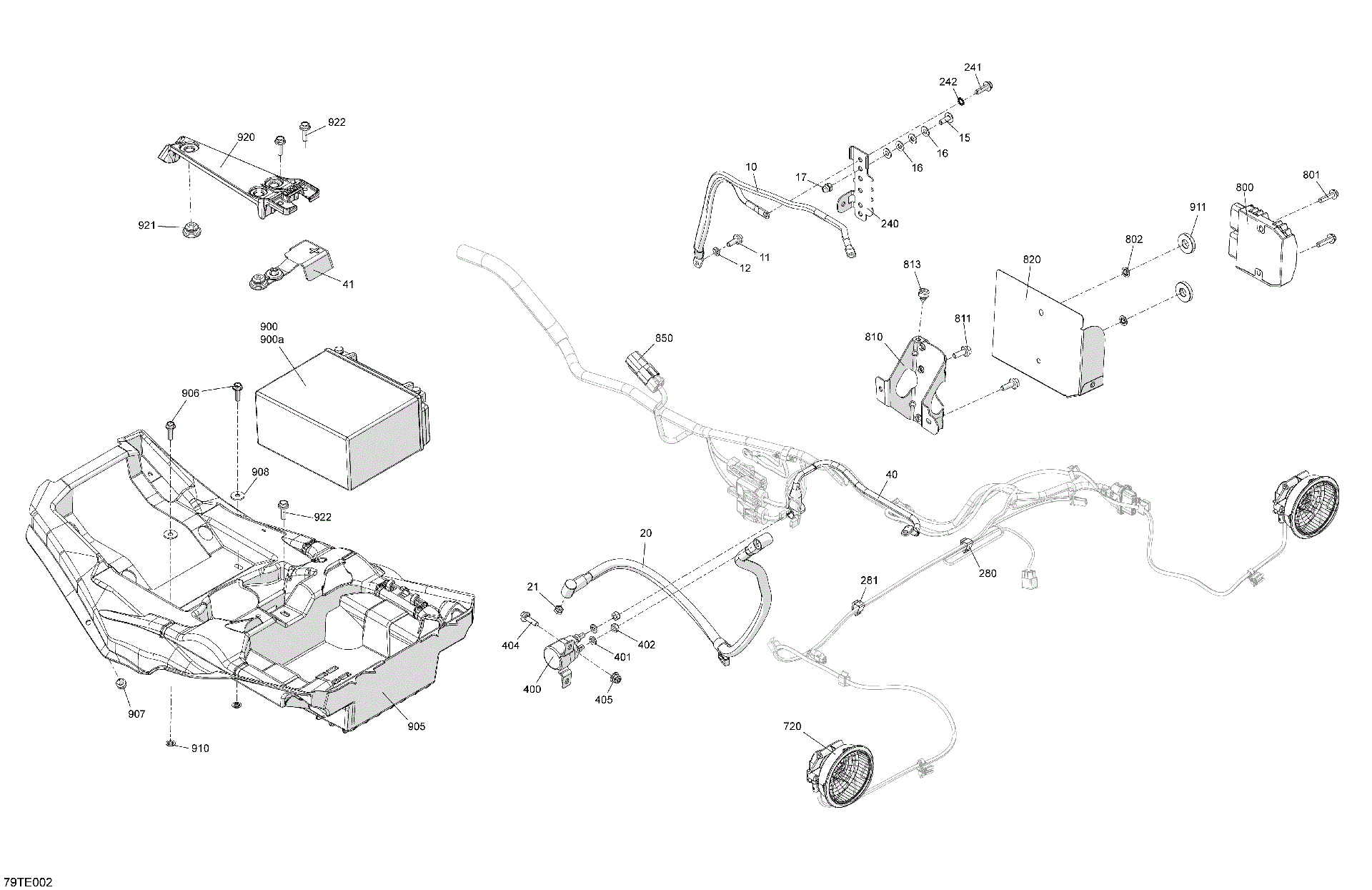 An Image of a Genuine Can-Am Parts Schematic Diagram showing the schematic - ELECTRIC - REAR SECTION