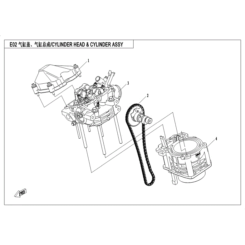 An Image of a genuine CFMOTO Parts Schematic Diagram showing the group - CYLINDER HEAD & CYLINDER ASSY. - 2018 CFMOTO CFORCE 500 HO