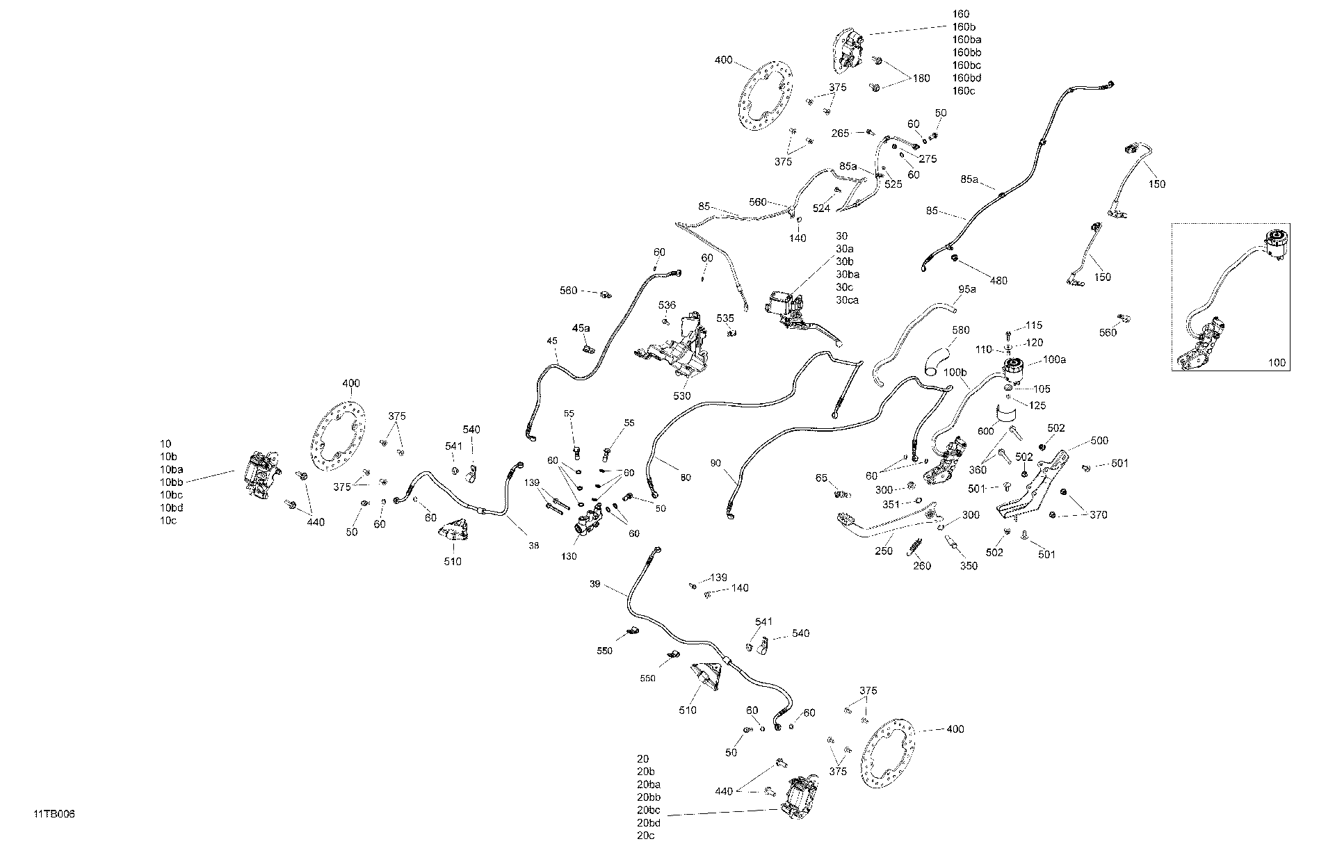 An Image of a Genuine Can-Am Parts Schematic Diagram showing the schematic - MECHANIC - BRAKE SYSTEM