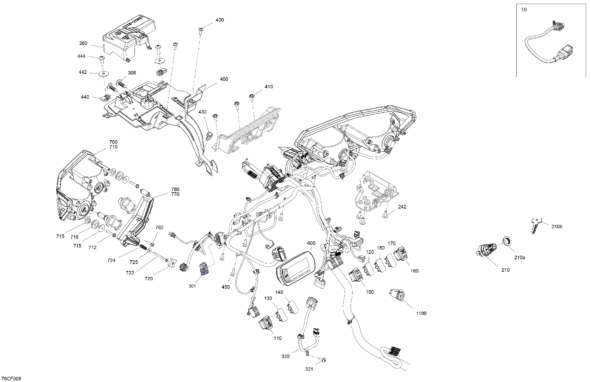 An Image of a Genuine Can-Am Parts Schematic Diagram showing the schematic - ELECTRIC - FRONT SECTION