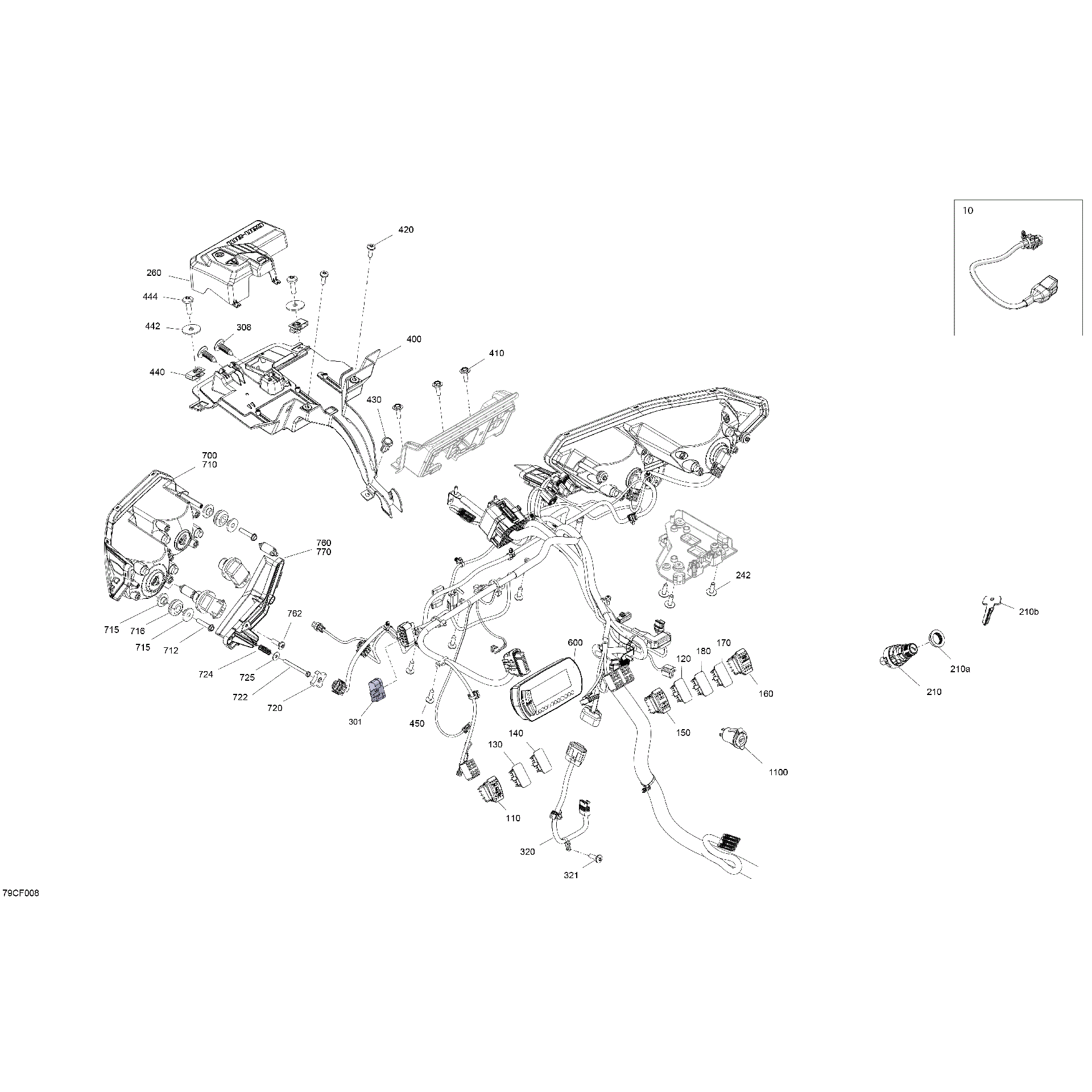 An Image of a Genuine Can-Am Parts Schematic Diagram showing the schematic - ELECTRIC - FRONT SECTION
