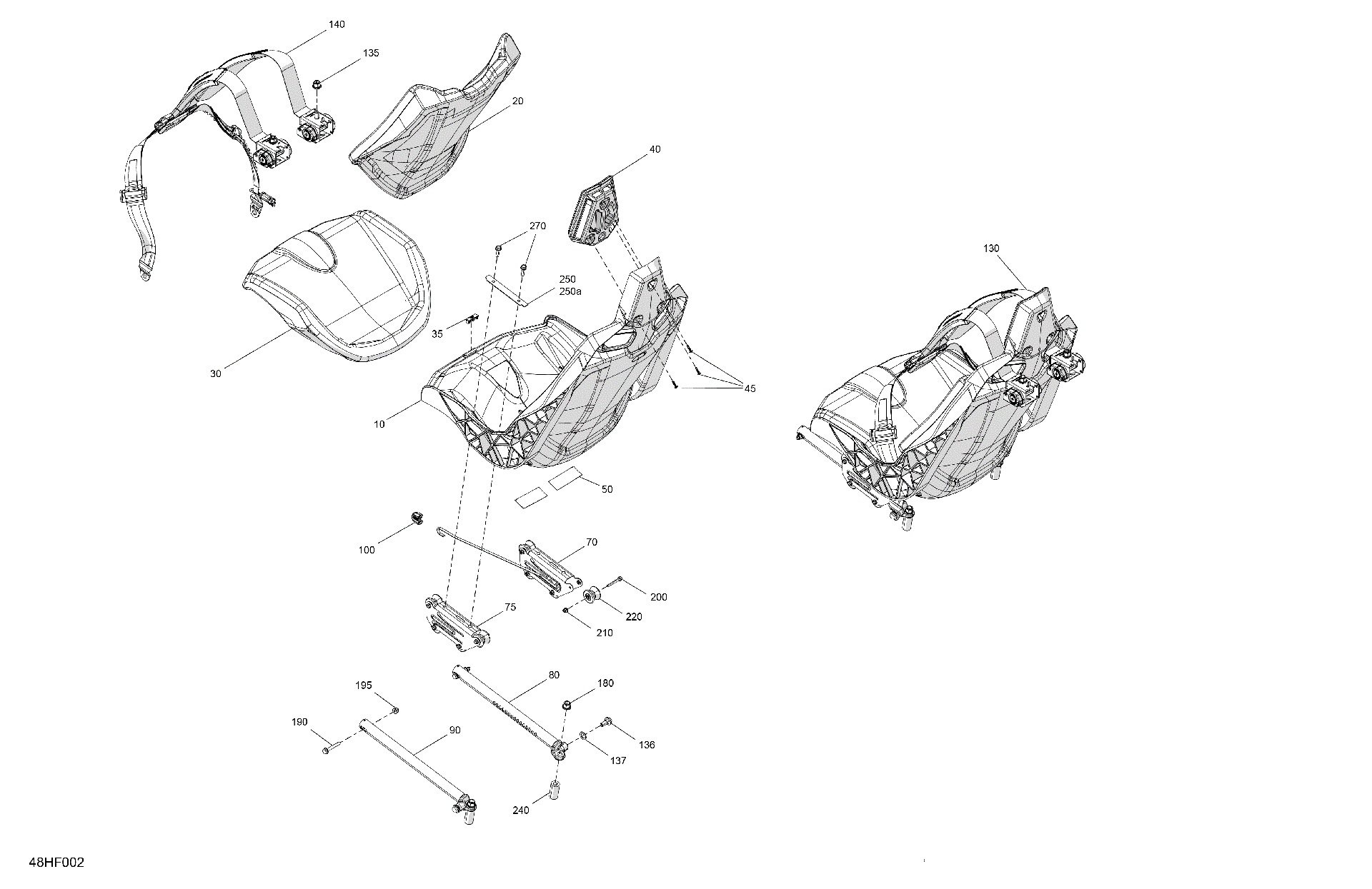 An Image of a Genuine Can-Am Parts Schematic Diagram showing the schematic - BODY - SEAT