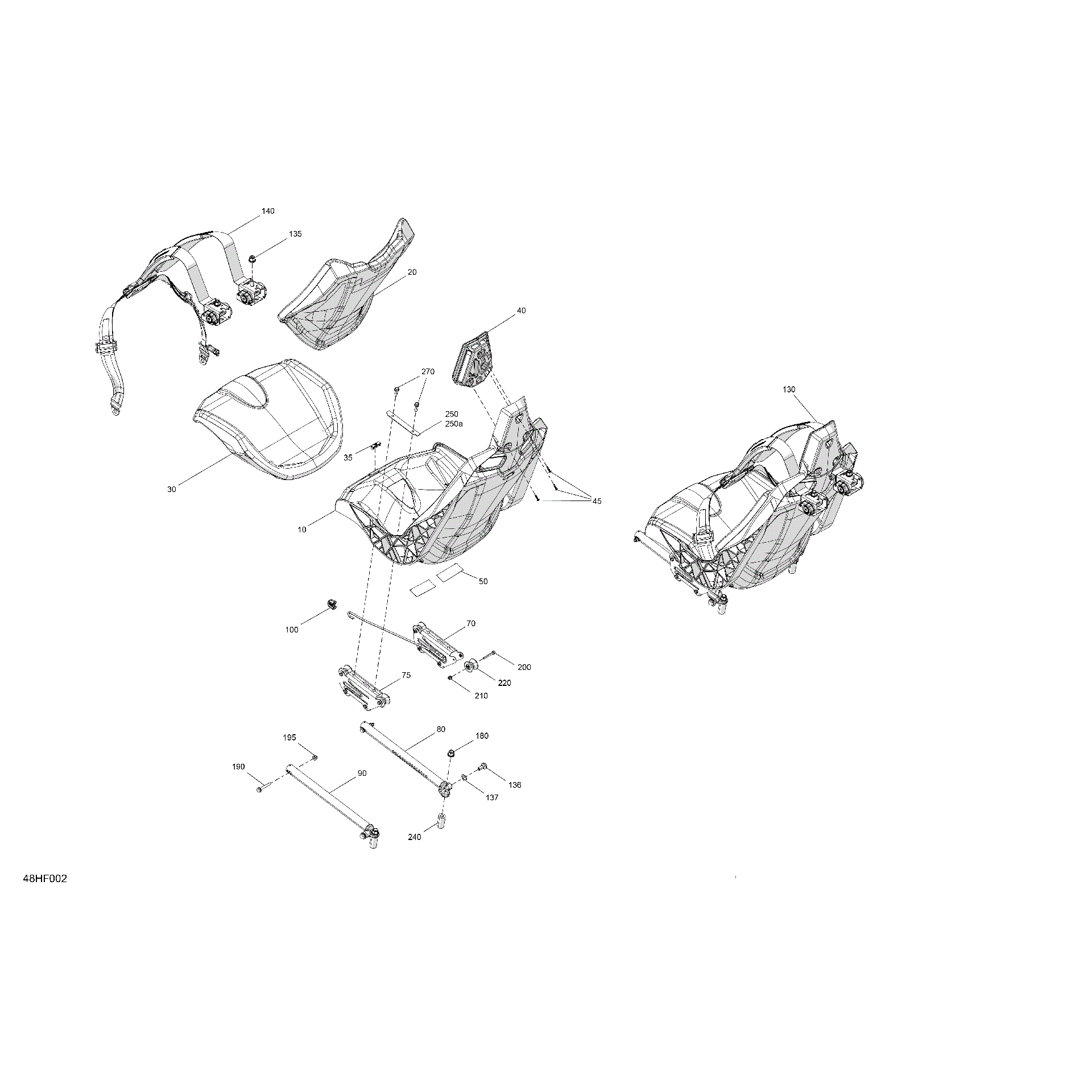An Image of a Genuine Can-Am Parts Schematic Diagram showing the schematic - BODY - SEAT