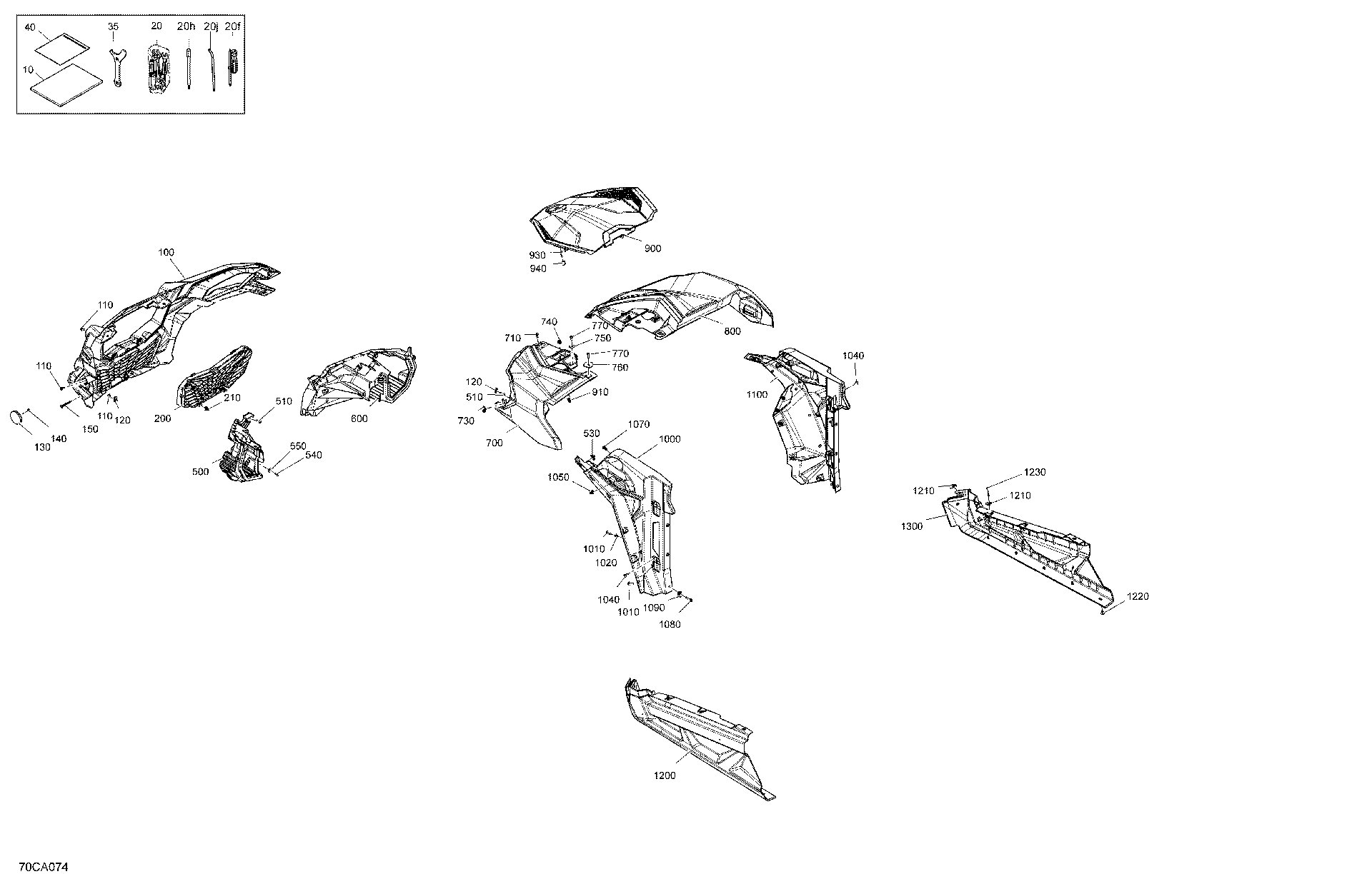 An Image of a Genuine Can-Am Parts Schematic Diagram showing the schematic - BODY - FRONT SECTION