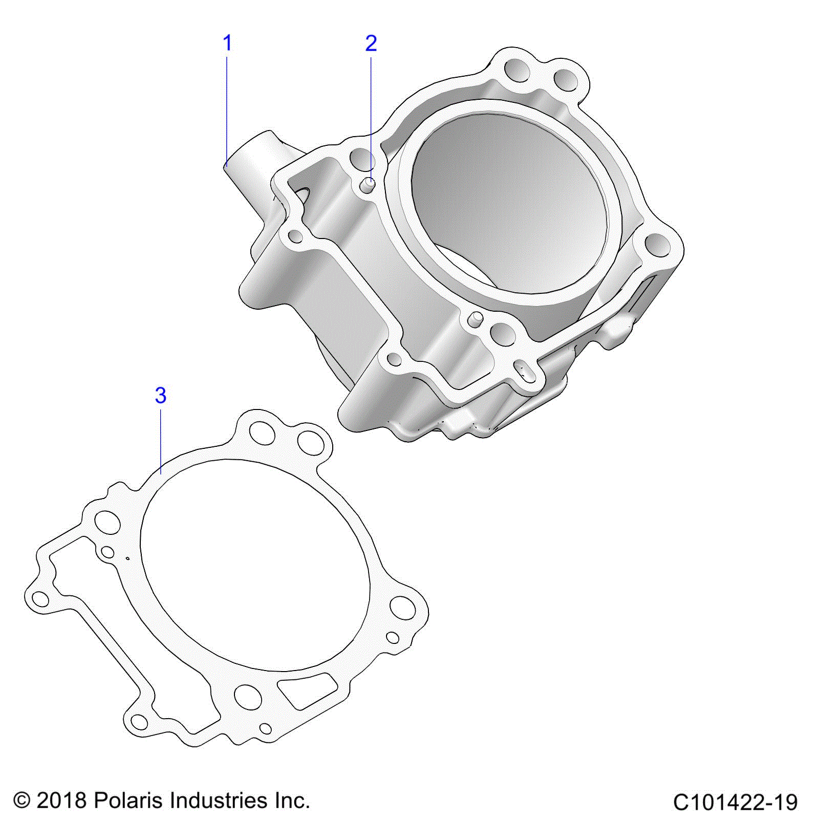 An Image of a Genuine Polaris Parts Schematic Diagram showing the schematic - ENGINE: CYLINDER - 2026 POLARIS SPORTSMAN 450 50S