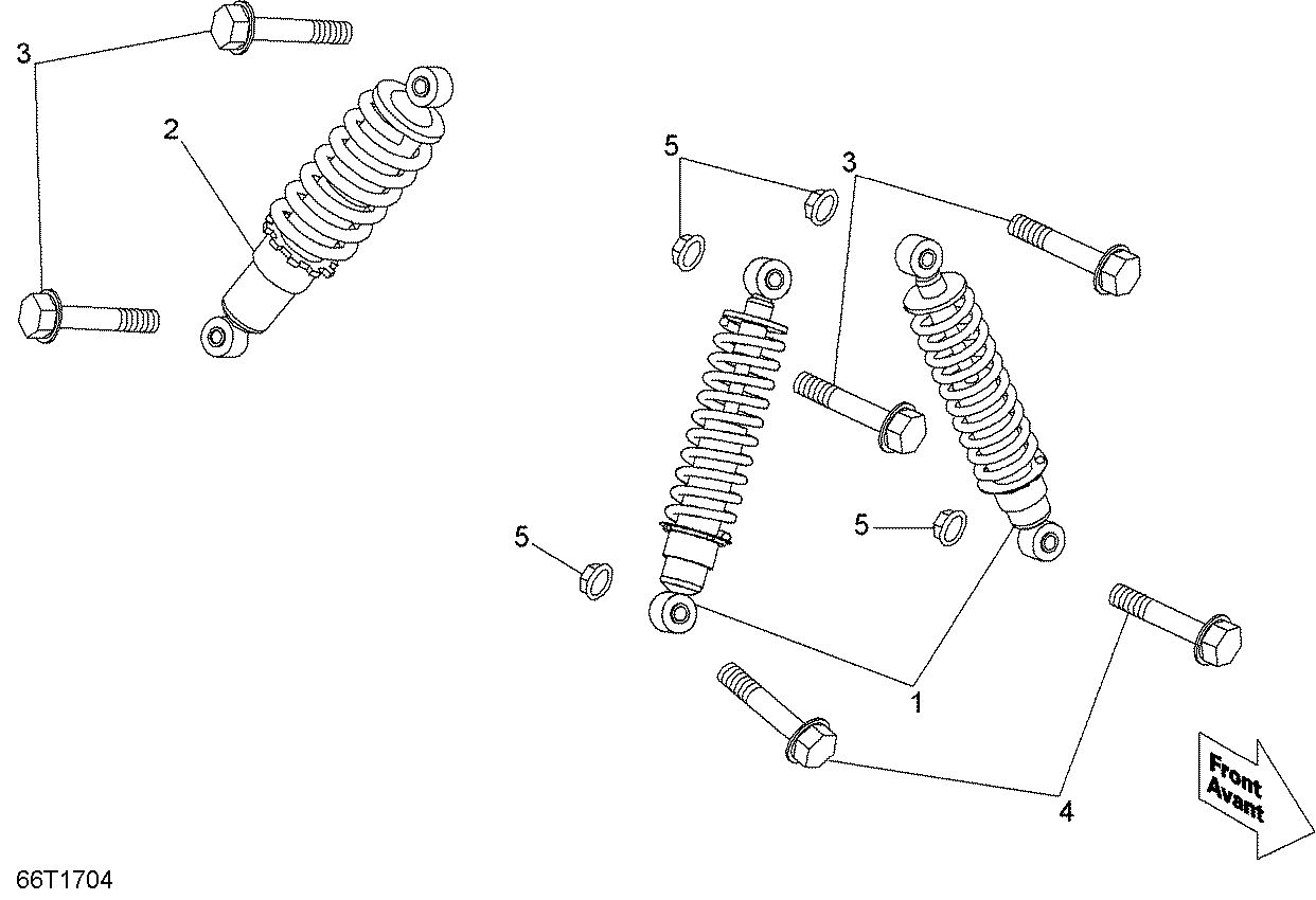 An Image of a Genuine Can-Am Parts Schematic Diagram showing the schematic - SHOCKS