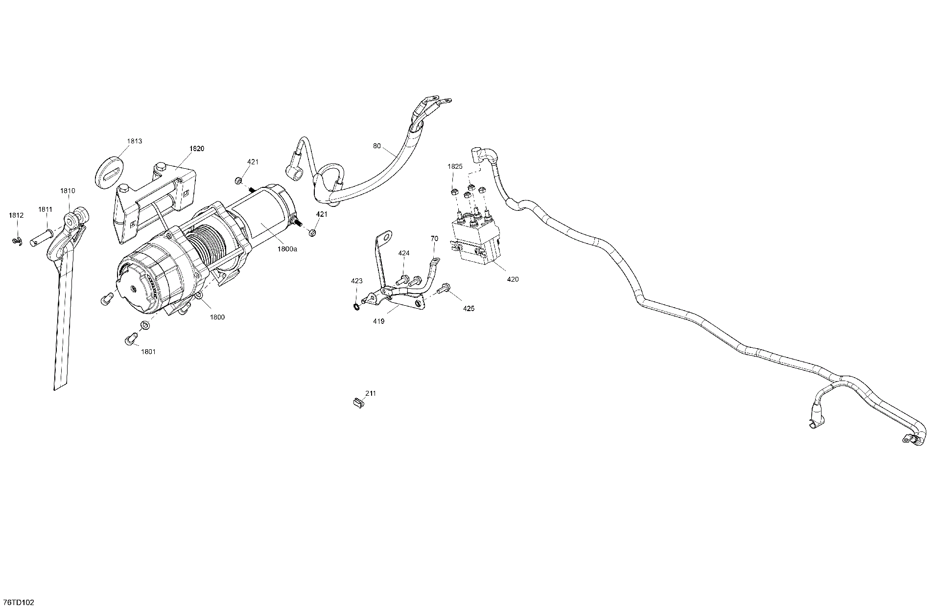 An Image of a Genuine Can-Am Parts Schematic Diagram showing the schematic - ELECTRIC - WINCH