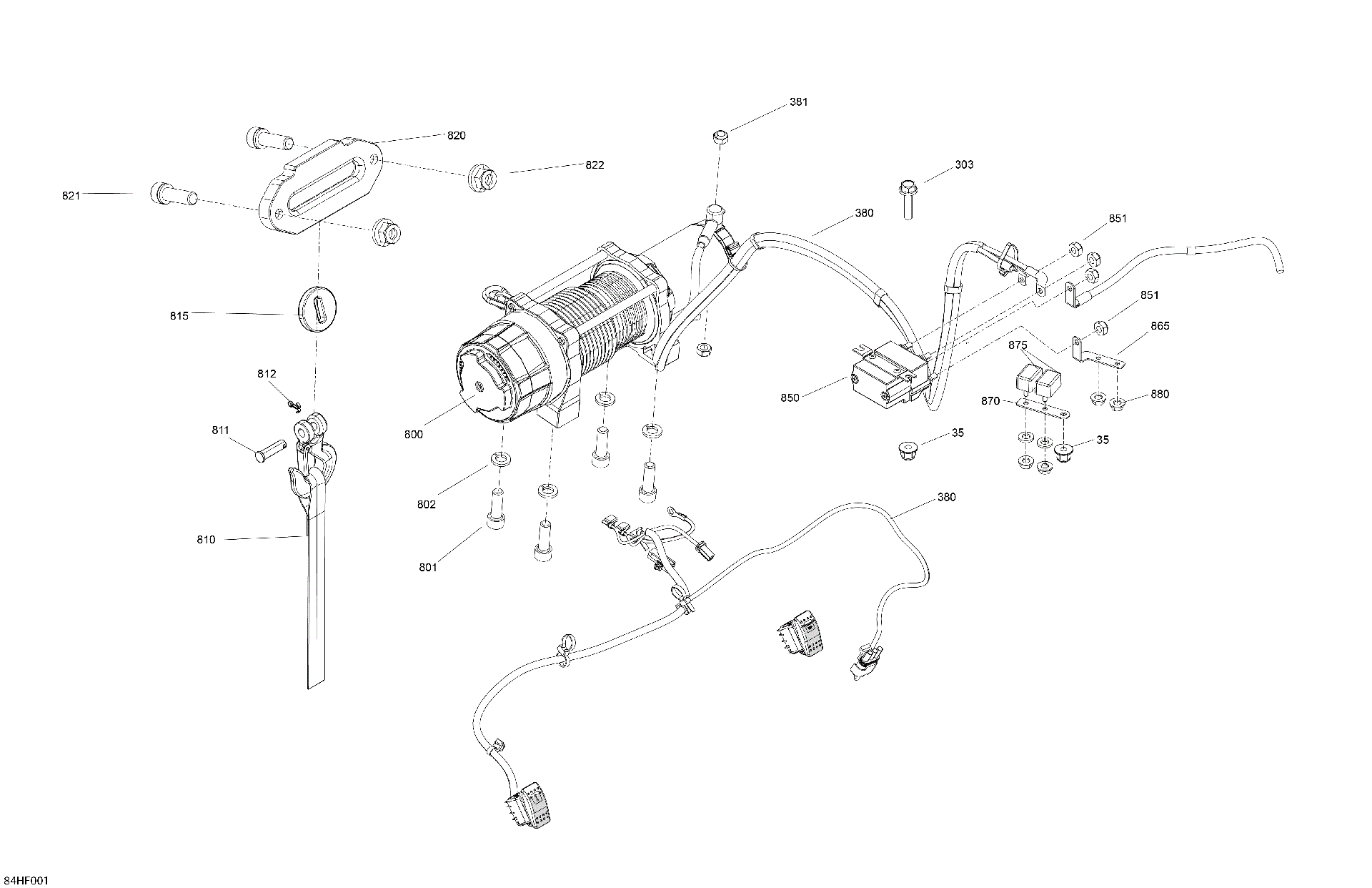 An Image of a Genuine Can-Am Parts Schematic Diagram showing the schematic - ELECTRIC - WINCH
