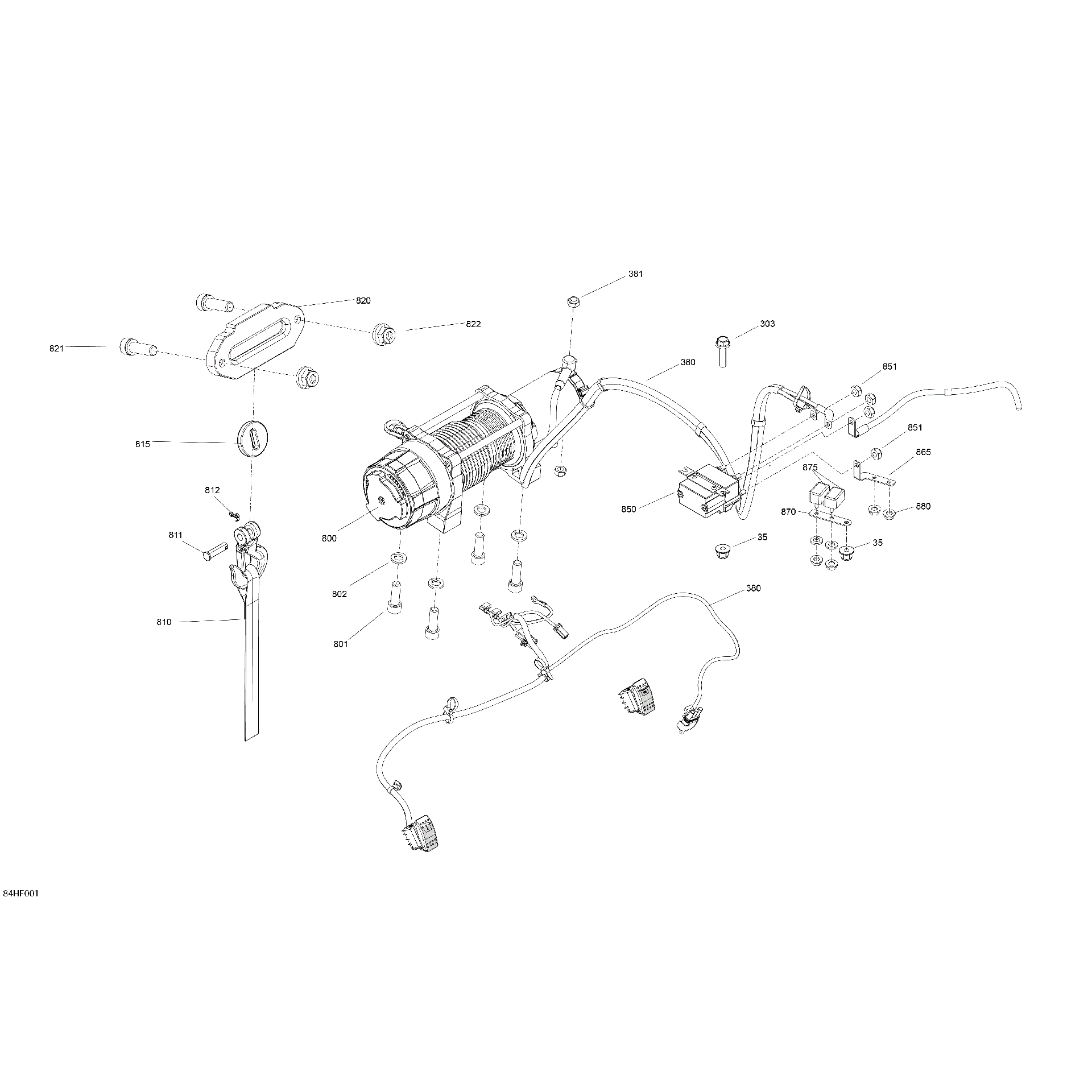 An Image of a Genuine Can-Am Parts Schematic Diagram showing the schematic - ELECTRIC - WINCH