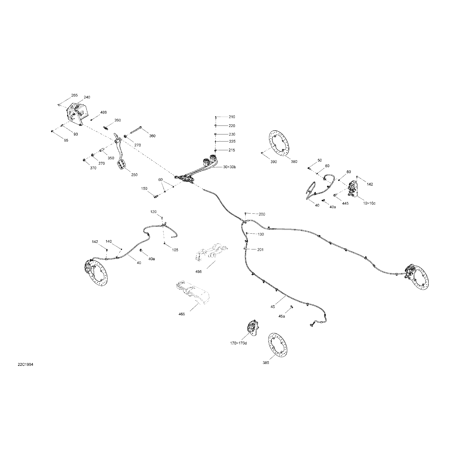 An Image of a Genuine Can-Am Parts Schematic Diagram showing the schematic - BRAKES - TURBO R