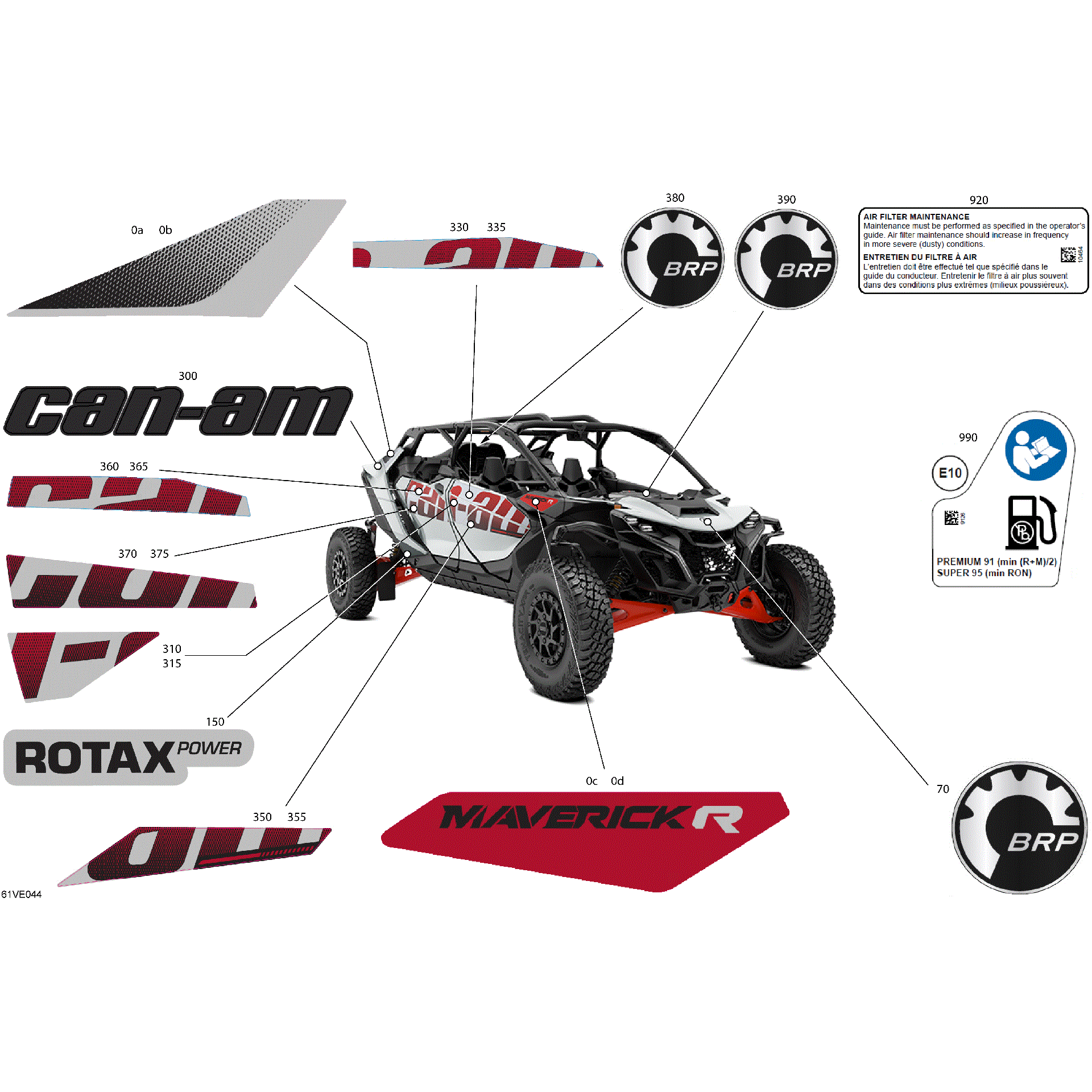 An Image of a Genuine Can-Am Parts Schematic Diagram showing the schematic - BODY - DECALS