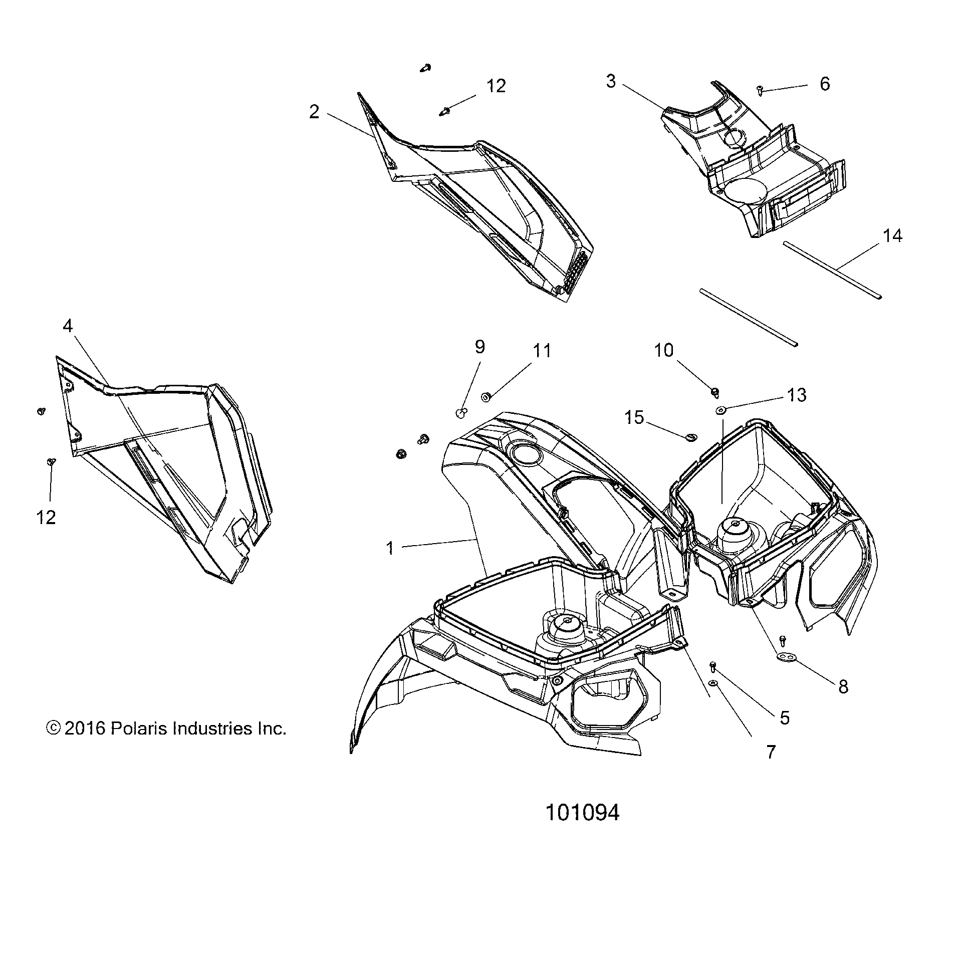 An Image of a Genuine Polaris Parts Schematic Diagram showing the schematic - BODY: FRONT CAB and SIDE PANELS - 2020 POLARIS SPORTSMAN 450 HO UTILITY