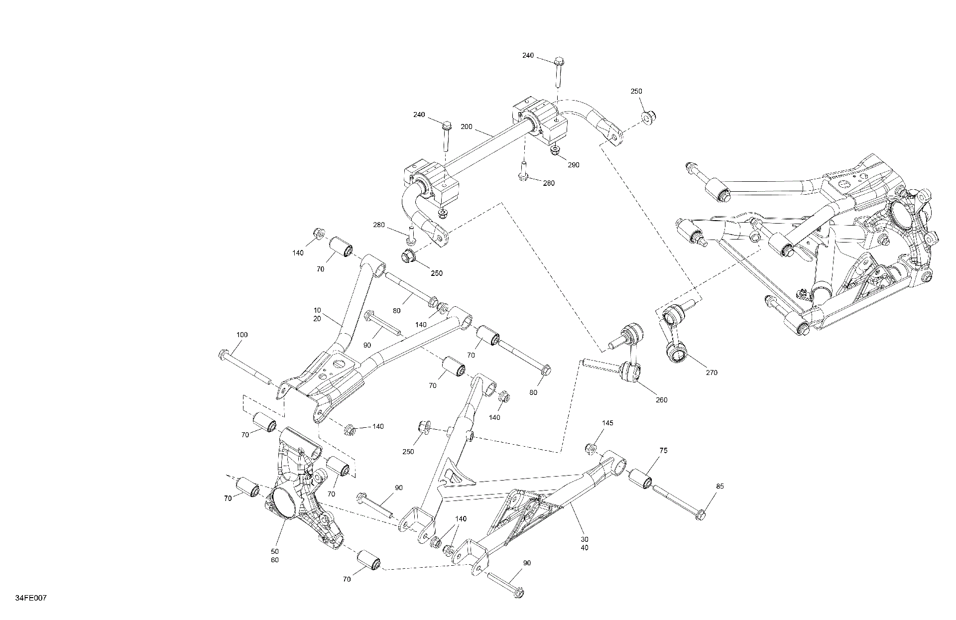An Image of a Genuine Can-Am Parts Schematic Diagram showing the schematic - SUSPENSION - REAR COMPONENTS