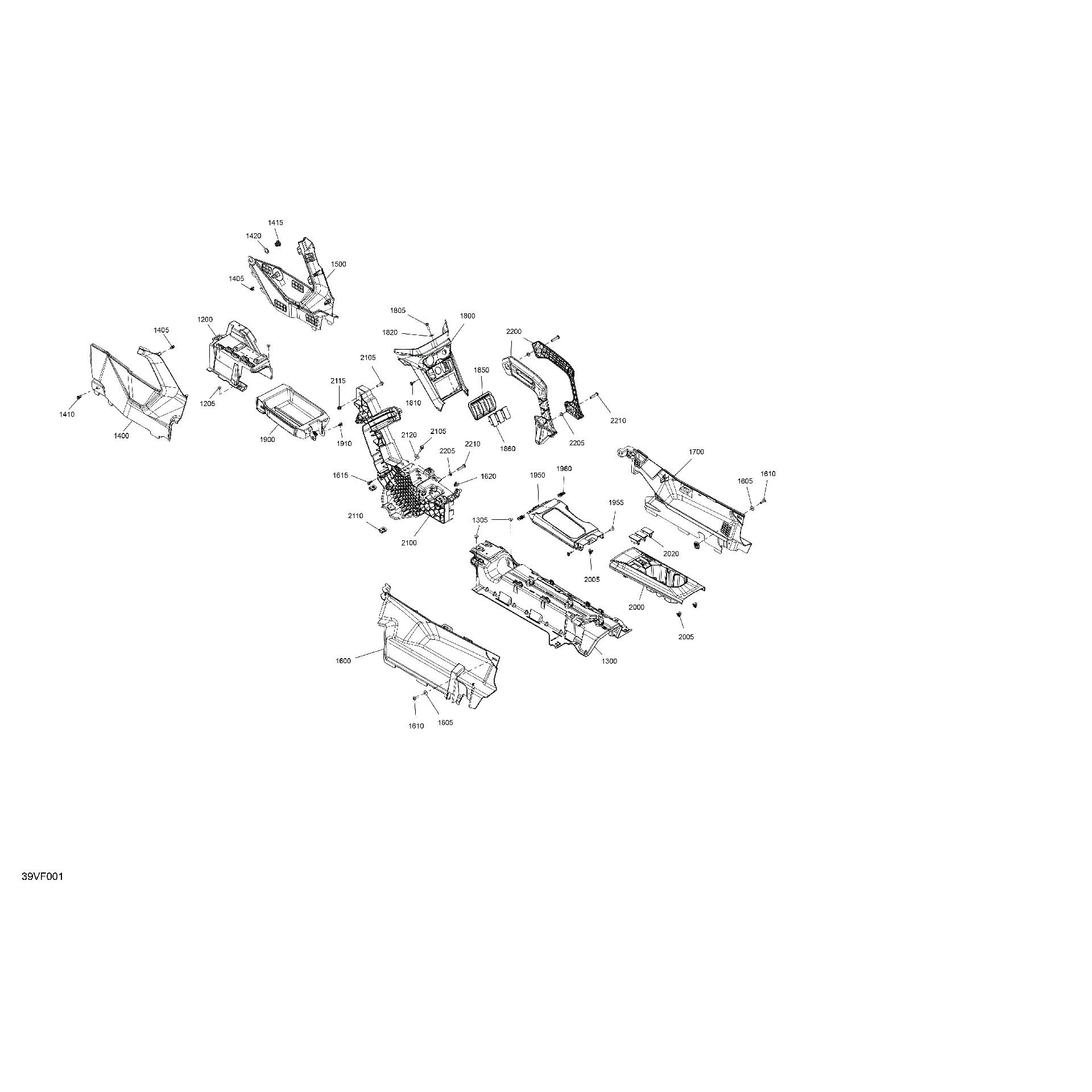 An Image of a Genuine Can-Am Parts Schematic Diagram showing the schematic - CAB INTERIOR - CENTER CONSOLE