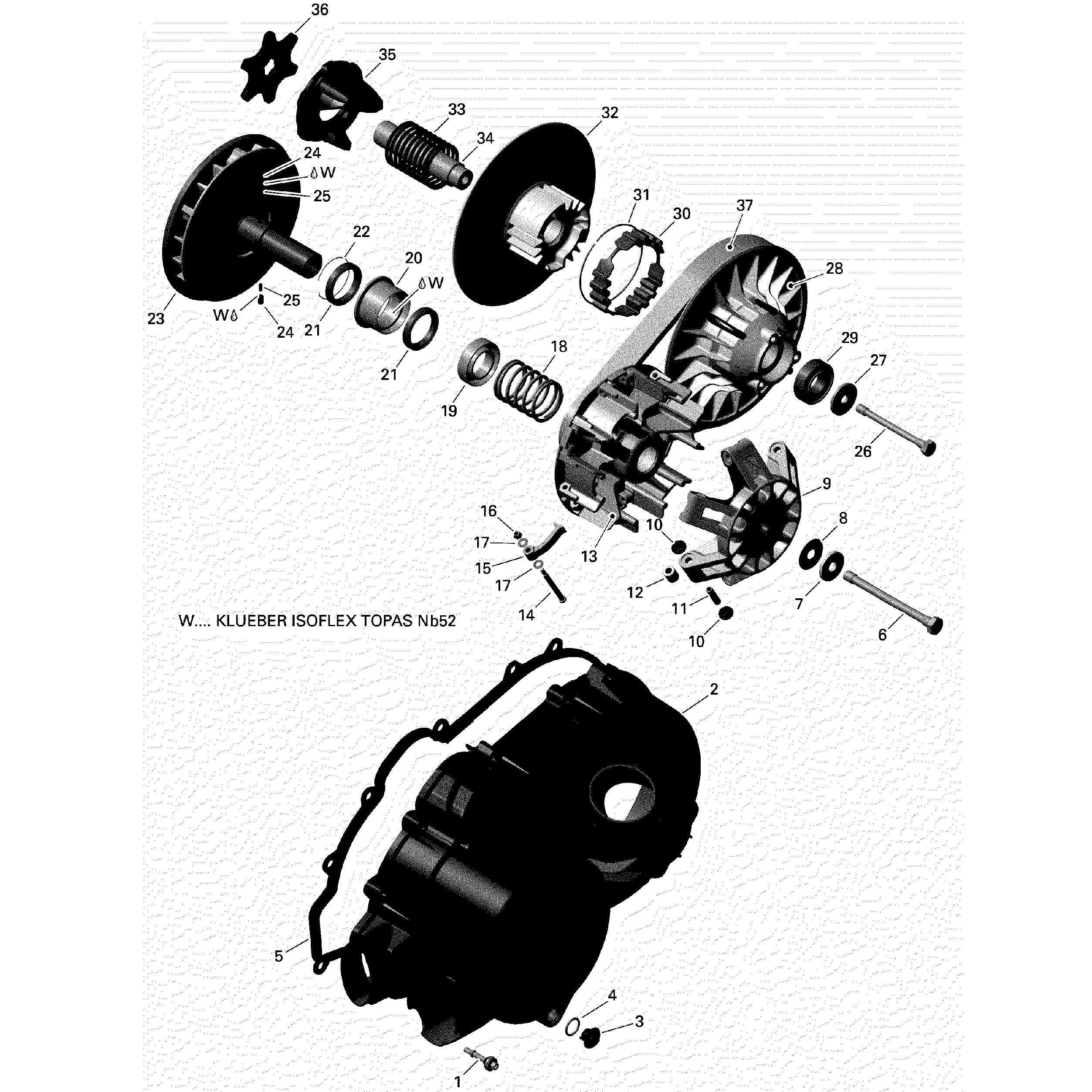 An Image of a Genuine Can-Am Parts Schematic Diagram showing the schematic - TRANSMISSION