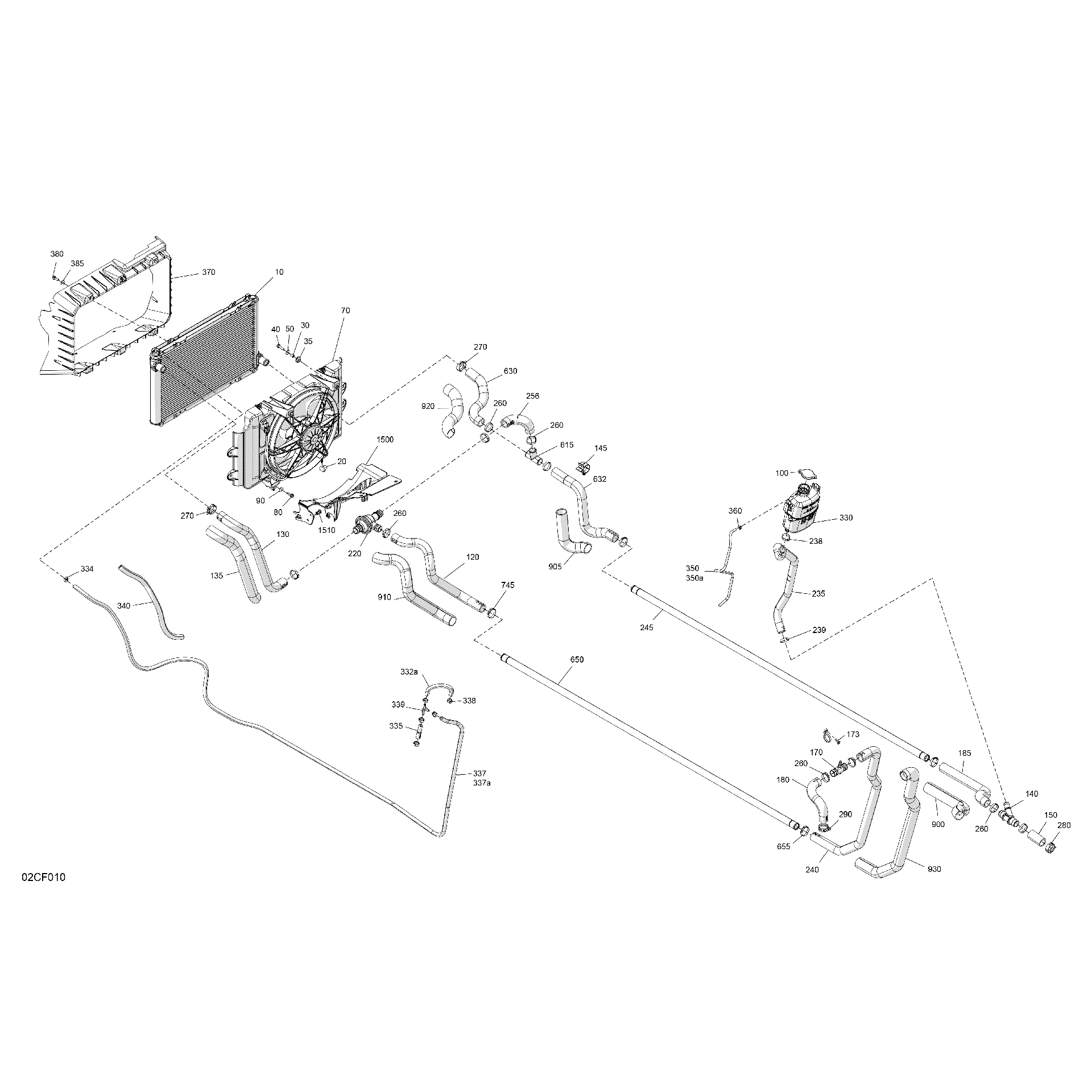 An Image of a Genuine Can-Am Parts Schematic Diagram showing the schematic - ENGINE - COOLING