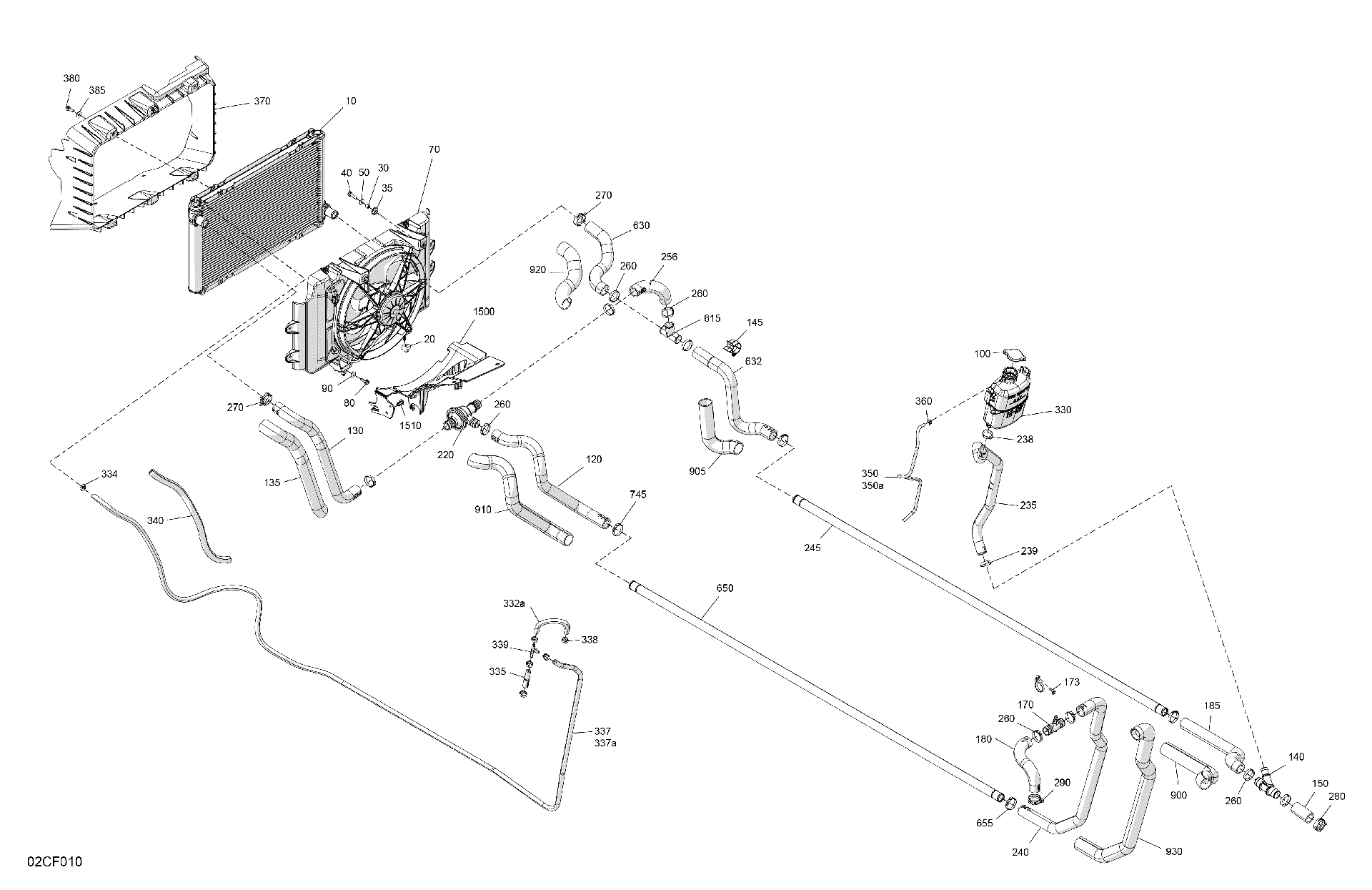 An Image of a Genuine Can-Am Parts Schematic Diagram showing the schematic - ENGINE - COOLING