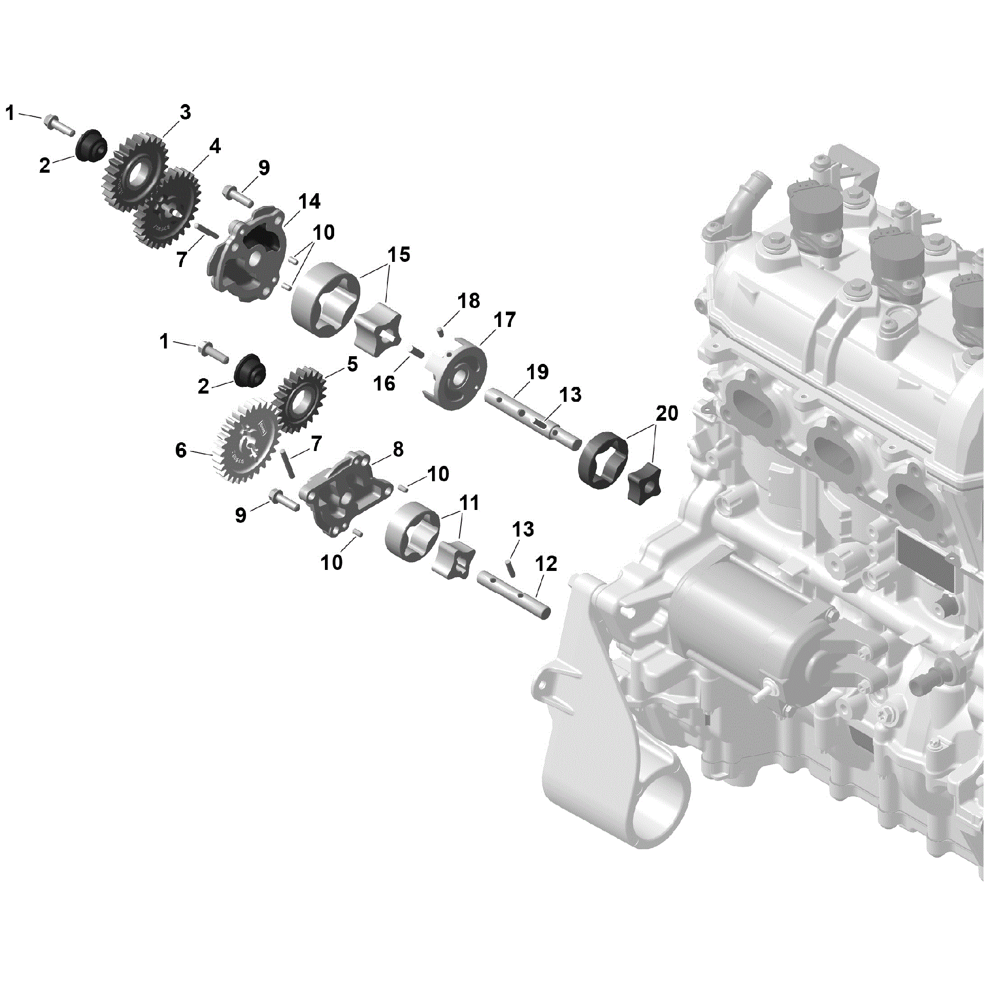 An Image of a Genuine Can-Am Parts Schematic Diagram showing the schematic - ROTAX - OIL PUMP